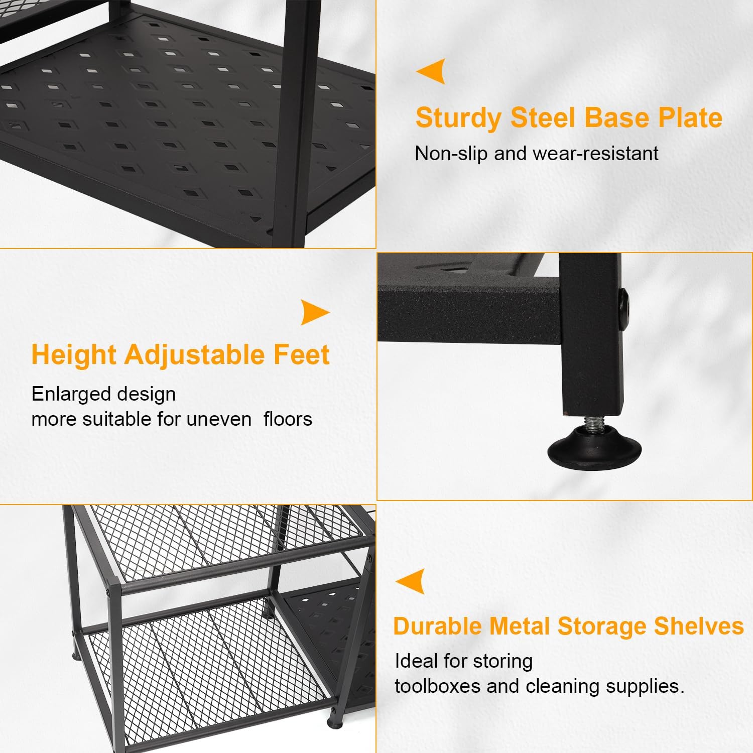 Garden Tool Organizer,Garage Tool Organizer,with 2-Tier Metal Shelves,Heavy Duty Steel Garden Tool Organizer for Garage,Up to 45 Long-Handled Tools, Yard Tool Organizer for Garage,Garden Tool Rack - Image 5