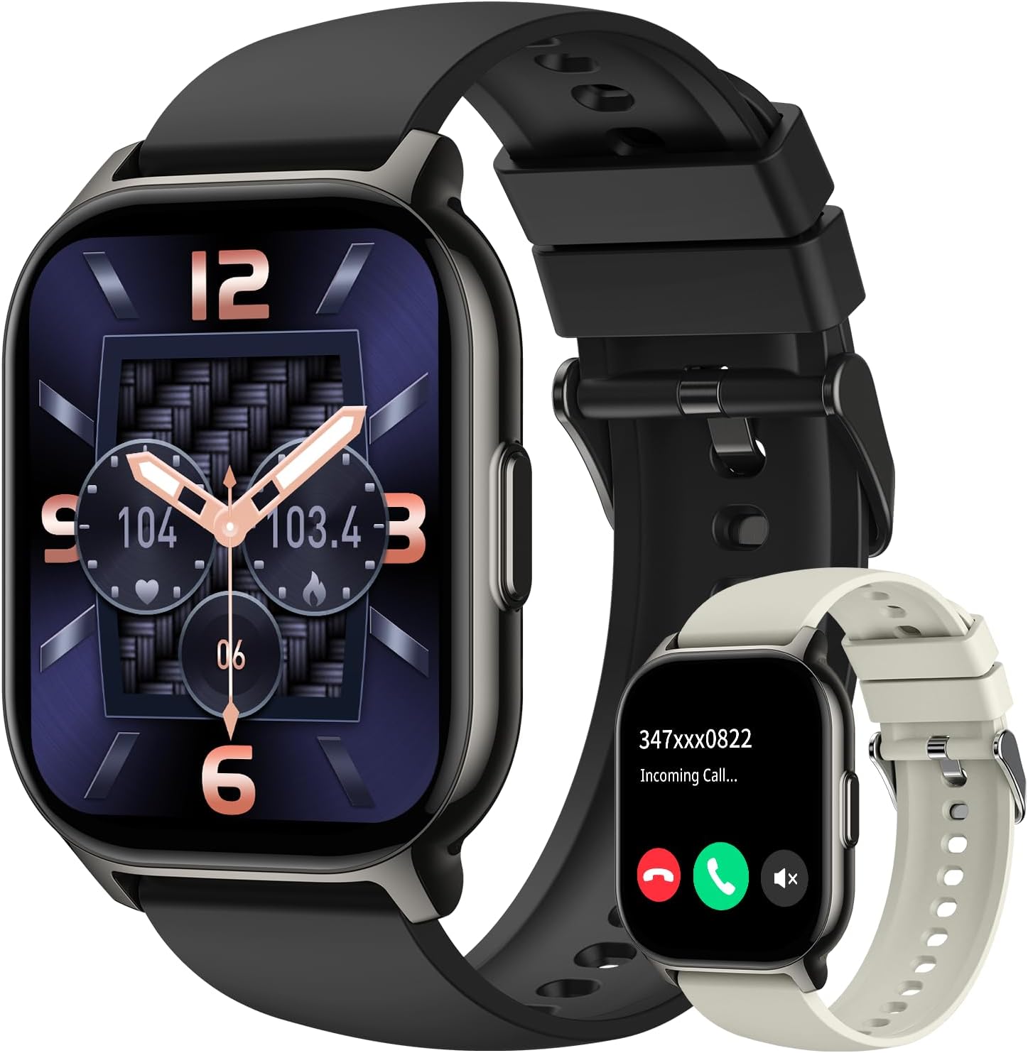 Smart Watch for Men Women Fitness: Make/Answer Call Smart Watches for Men Digital Mens Watches Running Waterproof Smartwatch Android Phones iPhone Samsung Compatible Heart Rate Monitor Step Tracker - Image 2