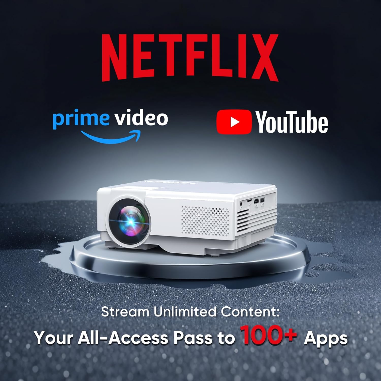 【Netflix Officially】NISOO Smart Projector with WiFi and Bluetooth, Mini Movie Projector with Apps Built-in, 1080P Outdoor Projector for Phone/PC/HDMI/USB, Two-way Bluetooth, 50% Zoom - Image 3