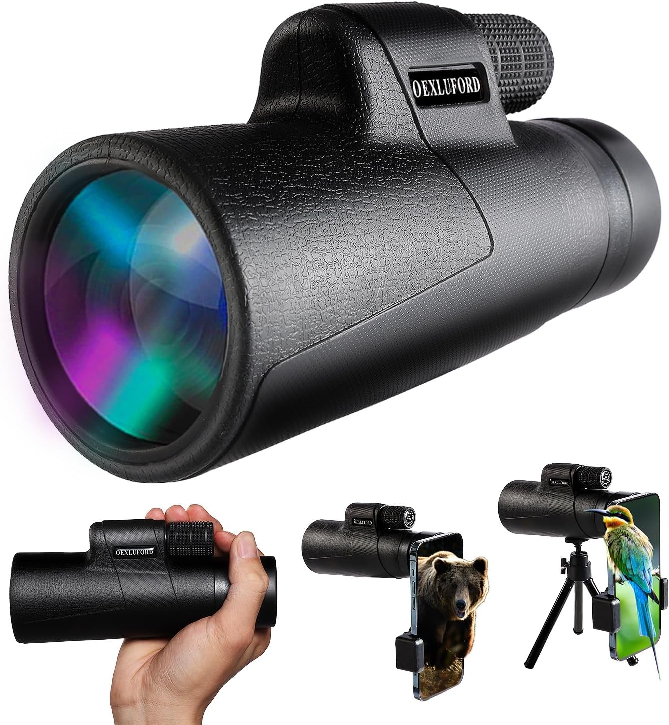 80X100 Monocular for Adults - Monocular Telescope High Definition with Smartphone Holder & Tripod, High Power Monoculars for Adults Watching Hunting Camping Hiking Travling with Zoom Focus - Image 2