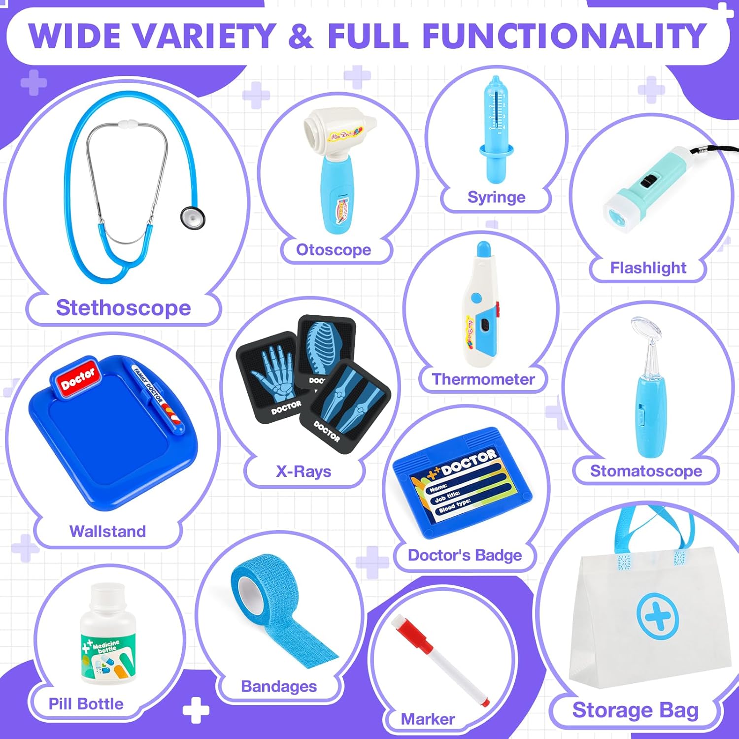 Doctor Kit for Kids,15 Pcs Kids Doctor Kit for Toddlers 3-5, Kids Doctors Play Set with Real Stethoscope, Medical Bag, Pretend Play Toys for Boys Girls Halloween Christmas Birthday Gifts - Image 7