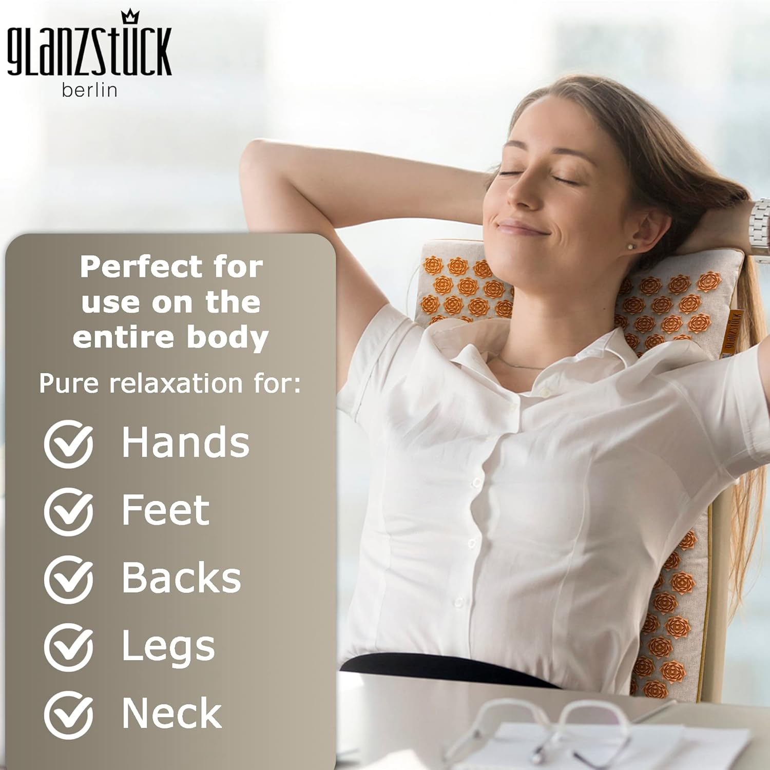 Glanzstück Berlin® Health Collection XXL Acupressure Mat Set for Full Body for Tension Headaches Back Pain Stress - Image 3