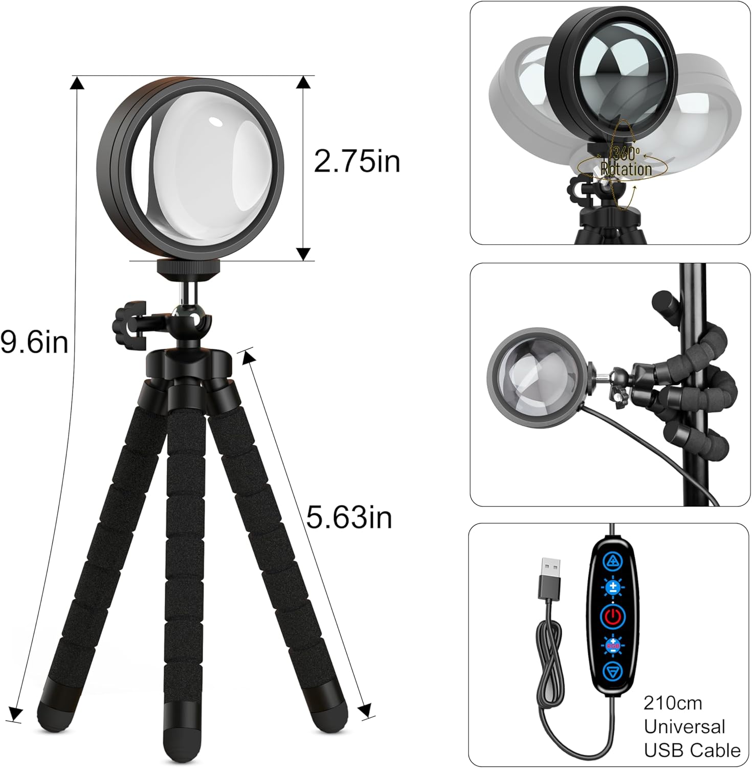 Sunset Lamp Projector Multicolor Changing LED Projection Lamp,Switch Button and APP Control 360 Degree Rotation Sunlight Lamp for Bedroom, Photography, Party, Tiktok Live, Room Decor - Image 6