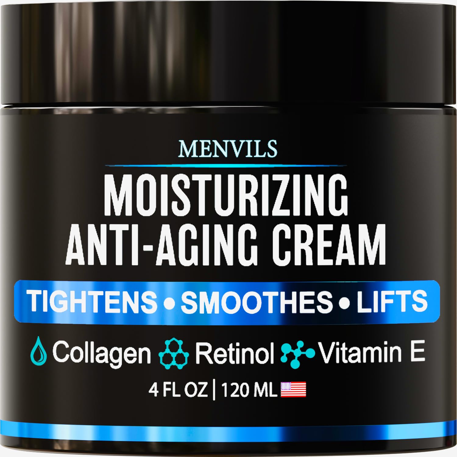 Mens Face Moisturizer Cream - Anti Aging & Wrinkle for Men with Collagen, Retinol, Vitamins E, Jojoba Oil - Face Lotion - Age Facial Skin Care - Eye Wrinkle - Day & Night - 4 oz - Image 2