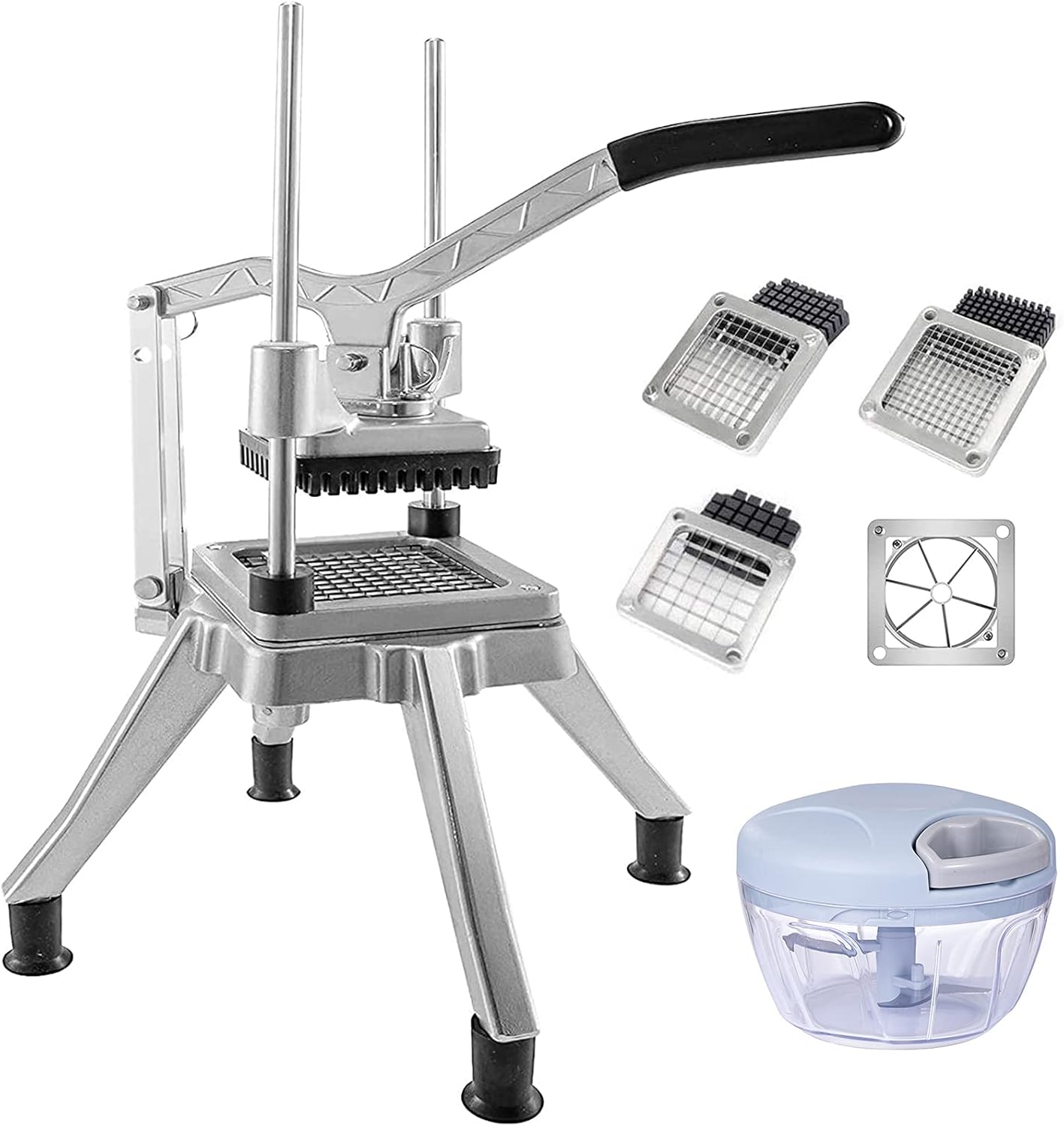 Commercial Vegetable Fruit Chopper W/6-Wedge Slicer&1/4″&3/8″&1/2" Blade Professional Food Dicer French Fry Cutter Onion Slicer Stainless Steel For Tomato Peppers Potato Mushroom - Image 2