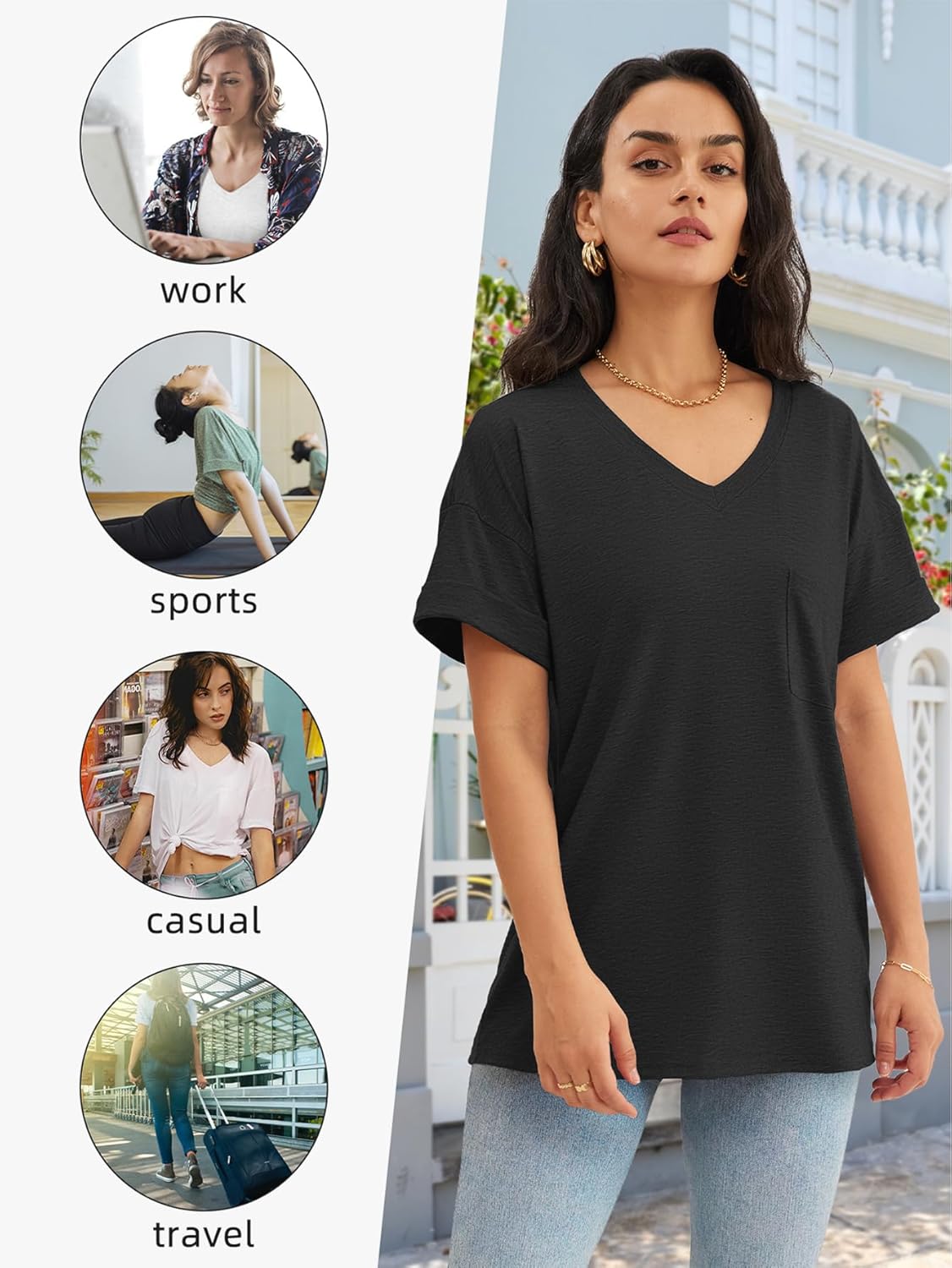 ATHMILE Womens T Shirts 2025 Short Sleeve V-Neck Shirts Cute Fit Summer Casual Tee Tops S-XXL Beach - Image 7