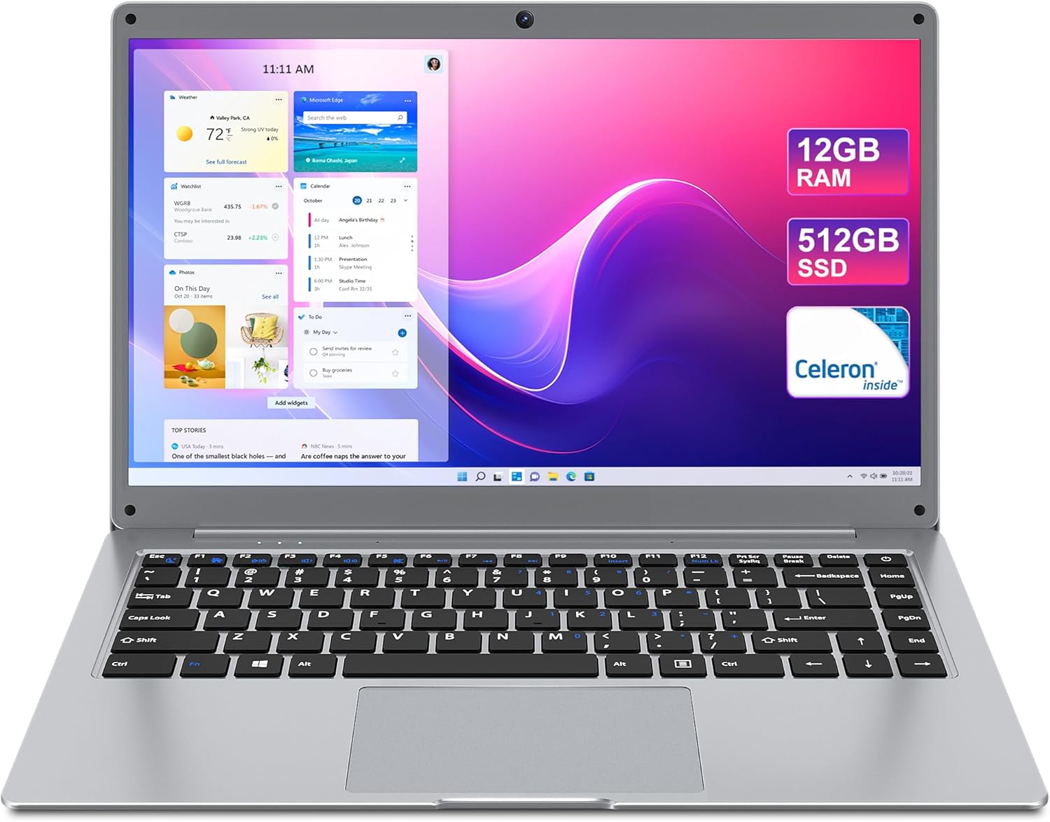 jumper Laptop Computer, One Year 365, 14 Inch FHD Display, 12GB RAM 512GB SSD, Celeron N4000 CPU, 2.4/5G WiFi, BT4.0, 2 Speakers - Image 2