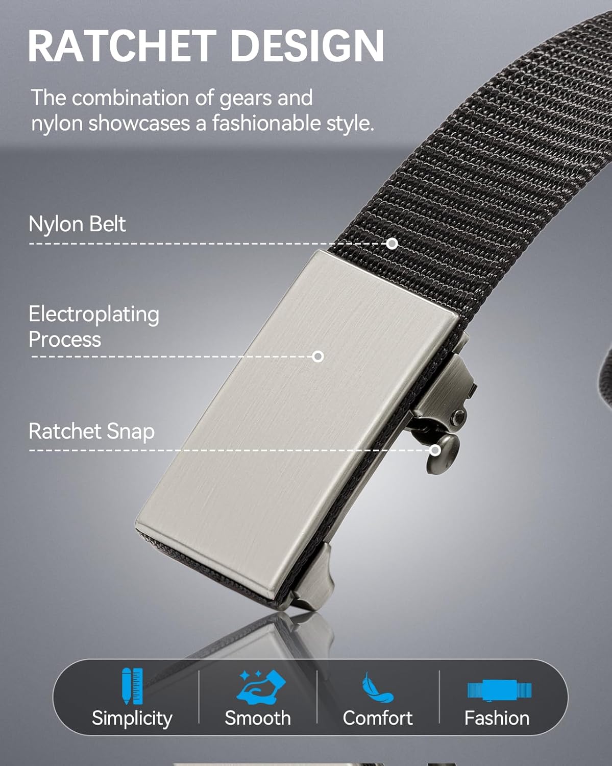 BOSTANTEN Ratchet Web Belt Men, Nylon Golf Adjustable Belt for Men Work Men's Belt with Casual Pants - Image 4