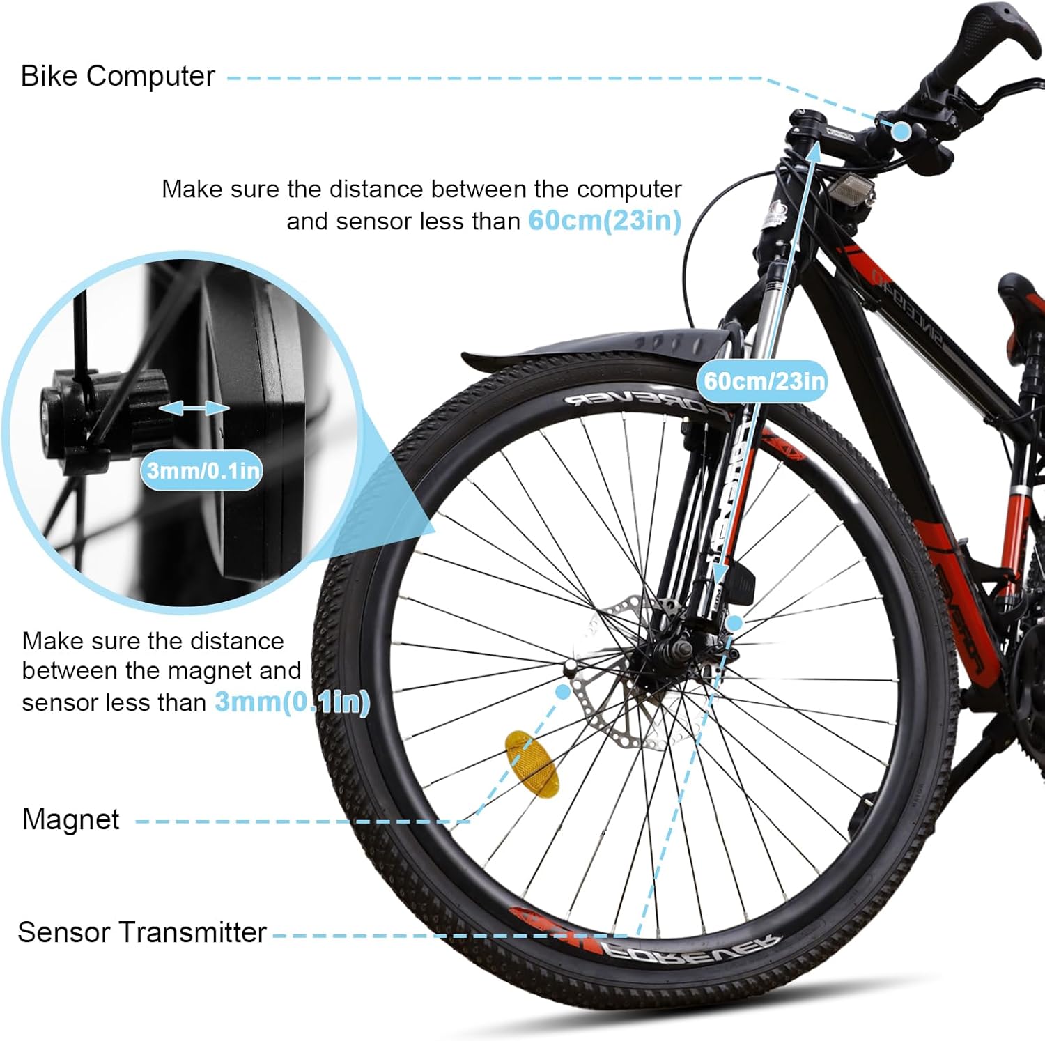CYFIE Bike Computer Wireless, Multi-Functions Waterproof Bike Odometer and Speedometer mph, Cycling Speed Tracker with 2.9'' LCD Screen Backlight, Valentine's Gift for Bicyclist, Men, Women, Kids - Image 6