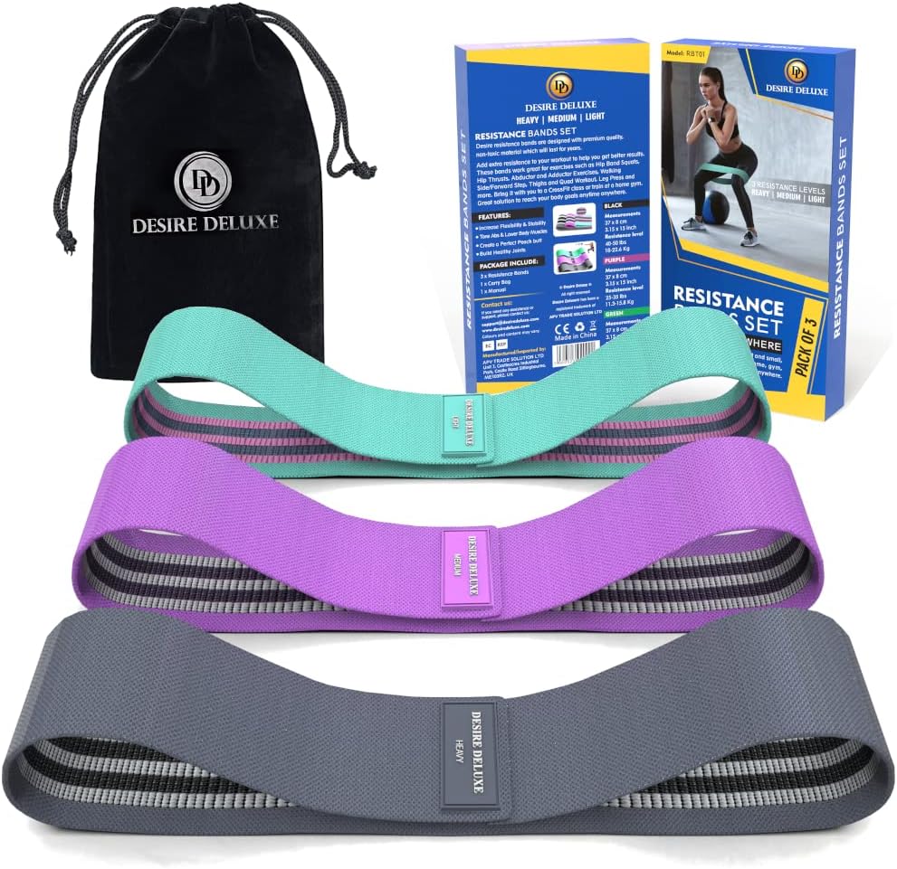Desire Deluxe Resistance Band Exercise Workout Equipment Bands Set for Working Out Physical Therapy - Men & Women Elastic Stretch Booty Gym Equipment Accessories - Home, Fitness, Pilates, Yoga Pack 3 - Image 2
