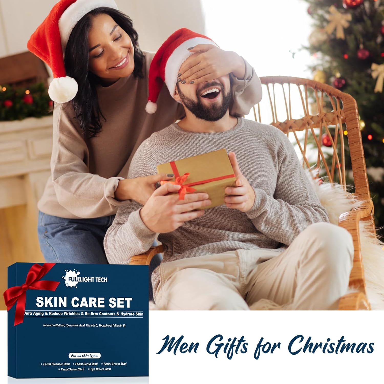 Skin Care for Men,Mens Anti-aging Skin Care Kit for Tigten,Firm & Hydrate Skin Facial Care Kit W/Retinol,Hyaluronic Acid,Men Christmas Brithday Fathers Valentines Gifts for Him Boyfriend Dad Husband - Image 9