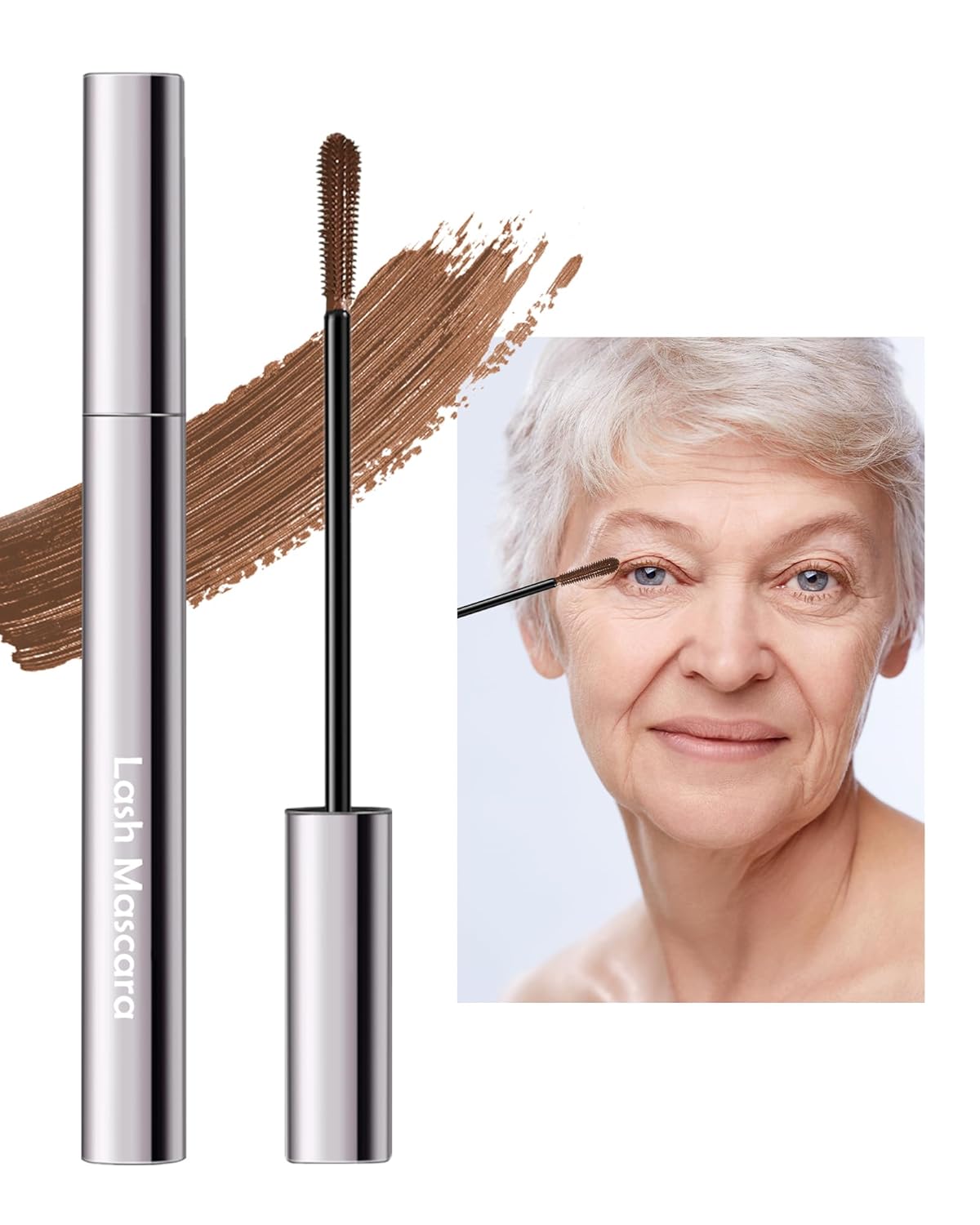 Brown Mascara for Older Women 60 Plus, Tube Máscara Volume and Length for Mature Women with Thinning Lashes, Hypoallergenic Prime Mascara for Sensitive Eyes, Non Clumping Waterproof Long Lasting-02 - Image 2