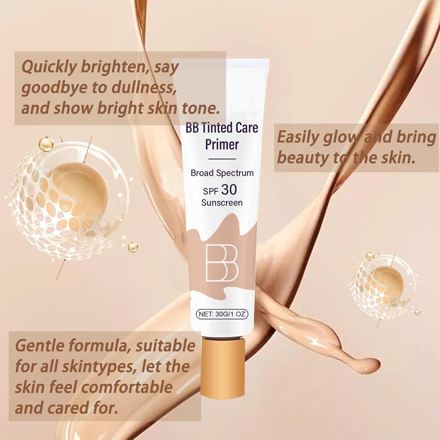 BB Blur Tinted Moisturizer SPF 30, BB Cream Tinted Moisturizer, BB Tinted Care Full Coverage Light-Medium Skin Color Hydrating & Smoothing, Makeup Moisturizing and Nourishing Daily Cream(Ivory, s) - Image 4