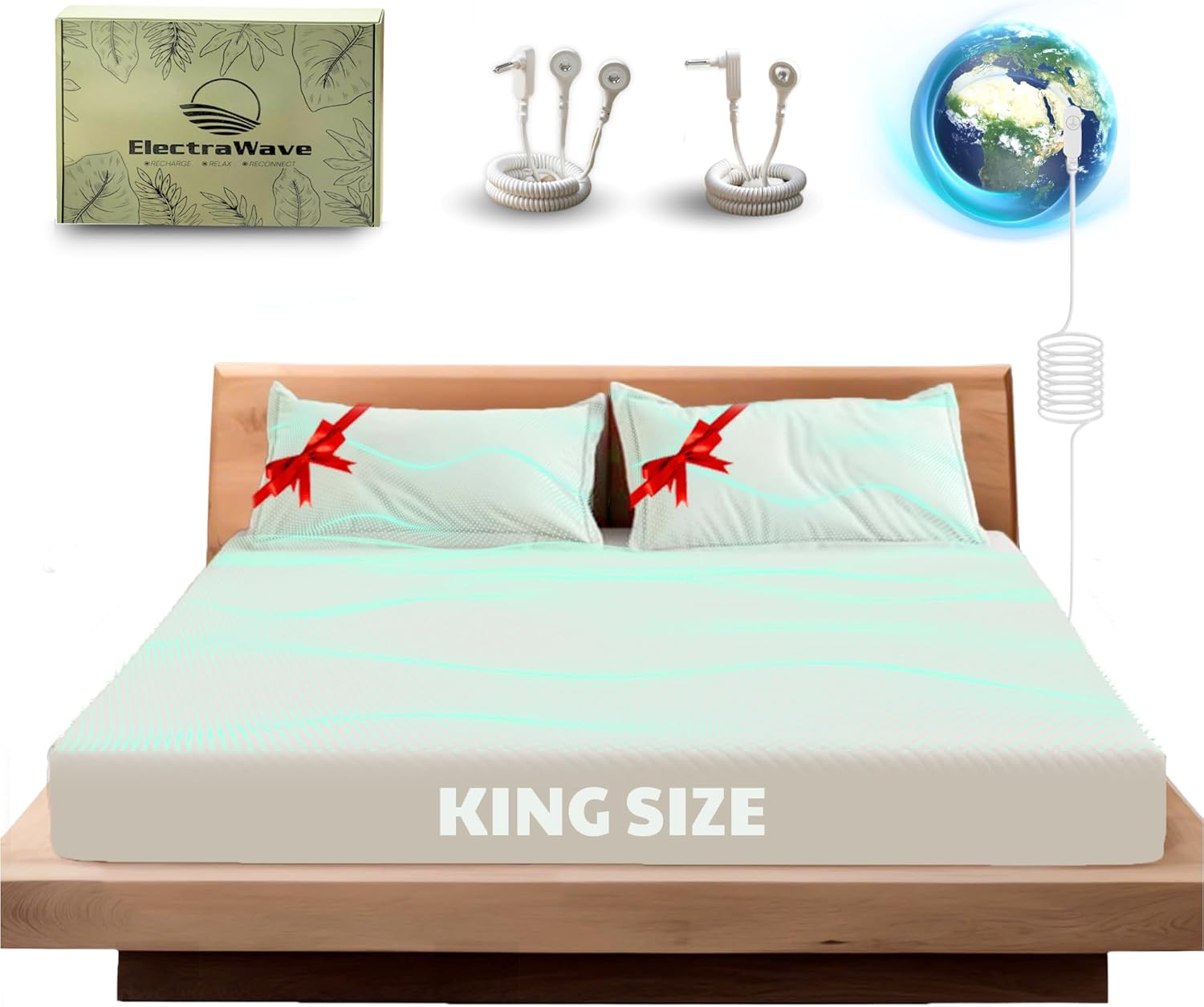 ELECTRAWAVE Premium King-Sized Grounding Flat Sheet 108" x 102", King-Sized Grounding Pillowcases – 93% Organic Cotton, 7% Pure Silver Fiber, Earthing Sheet Sleep Support, Wellness Naturally - Image 2