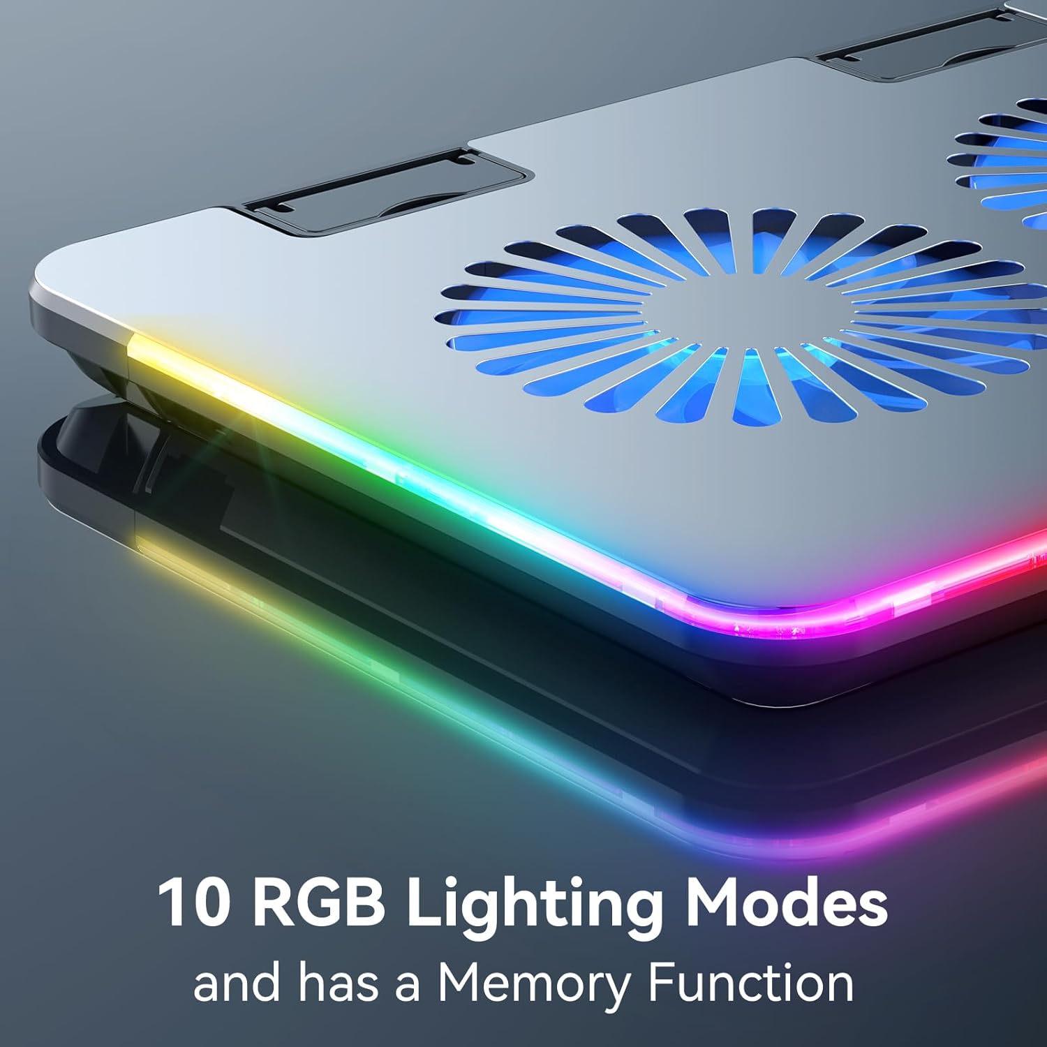2024 Upgarde Metal RGB Laptop Cooling Pad Gaming Laptop Cooler with 2 Large Fans, Adjustable Fan Speed, 7 Height Stand, 10 Modes Light with Memory Function for 10-17.3 Inch Laptops… - Image 6