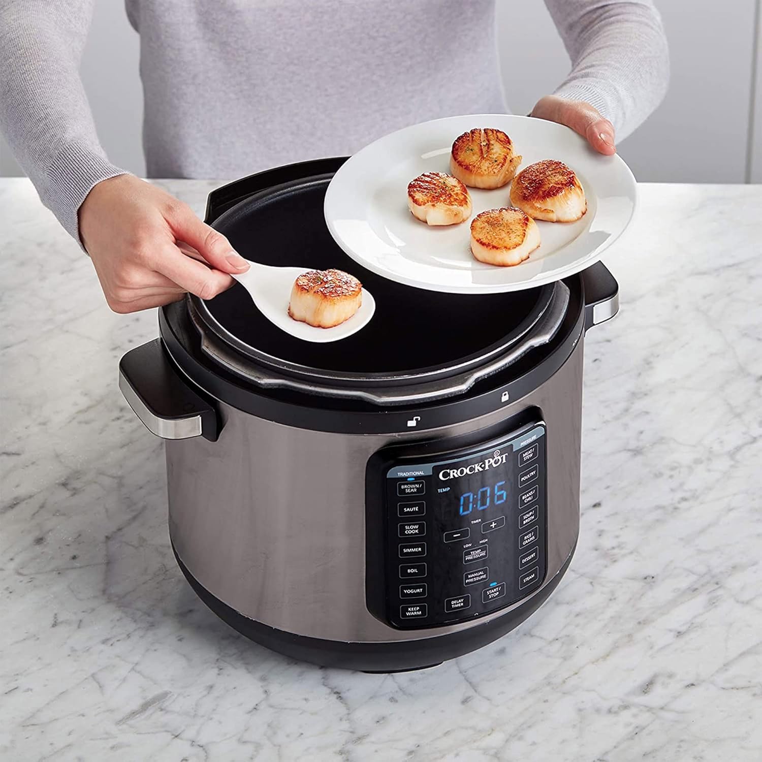 Crock-Pot 8-Quart Multi-Use XL Express Crock Programmable Slow Cooker and Pressure Cooker with Manual Pressure, Boil & Simmer, Black Stainless - Image 8