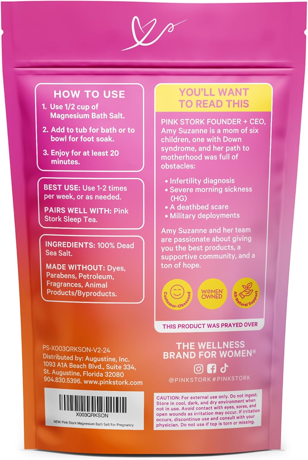 Pink Stork Pregnancy Bath Flakes: Magnesium Bath Salts for Pregnant Women, Dead Sea Salts for Soaking in Bath or Foot Soak, Pregnancy Must Haves, Unscented Without Parabens or Fragrance, 2 lbs - Image 8