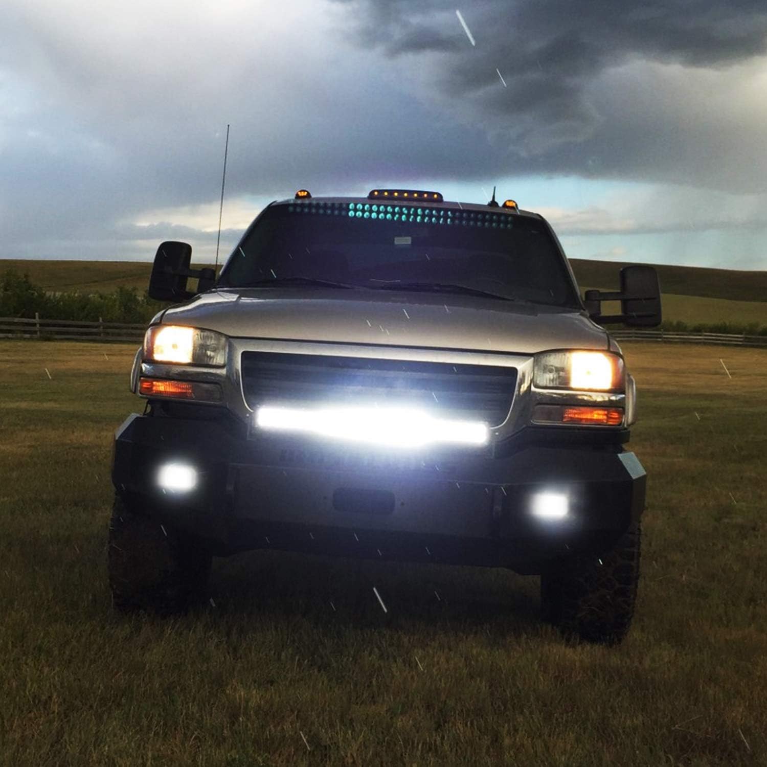 Nilight 20Inch 420W Triple Row Spot Flood Combo Led Light Bar Work Driving Lamp 2Pcs 4Inch 60W Cube LED Pods Lights for Trucks with Off-Road Wiring Harness Kit-3 Leads - Image 7
