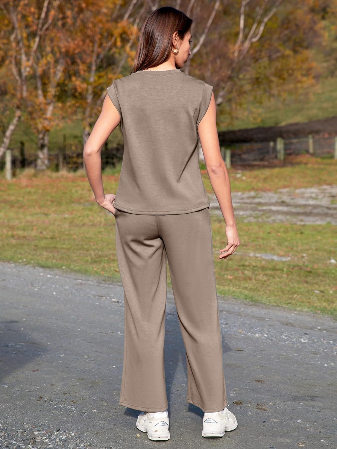 Glamaker Women's 2 Piece Sets Summer Lounge Travel Outfits Sleeveless Wide Leg Airport Casual Trendy Sweatsuits - Image 6