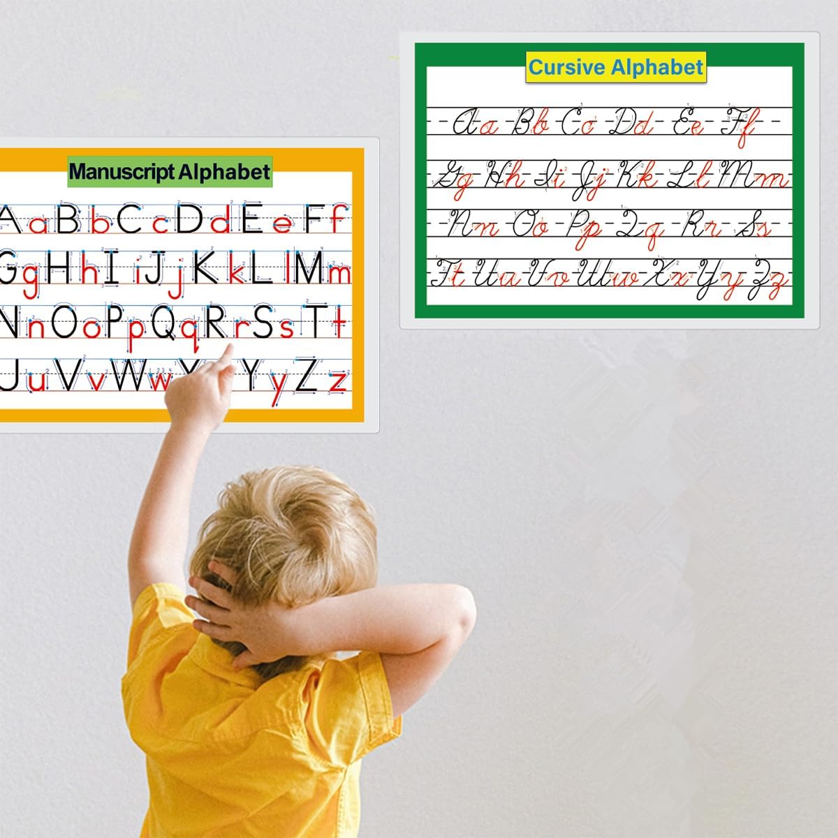 2 Pcs/set 26 Alphabet Cursive Training & Manuscript Chart for Classroom Decora | Classroom Organization learning posers for Kids -A4 - Image 6