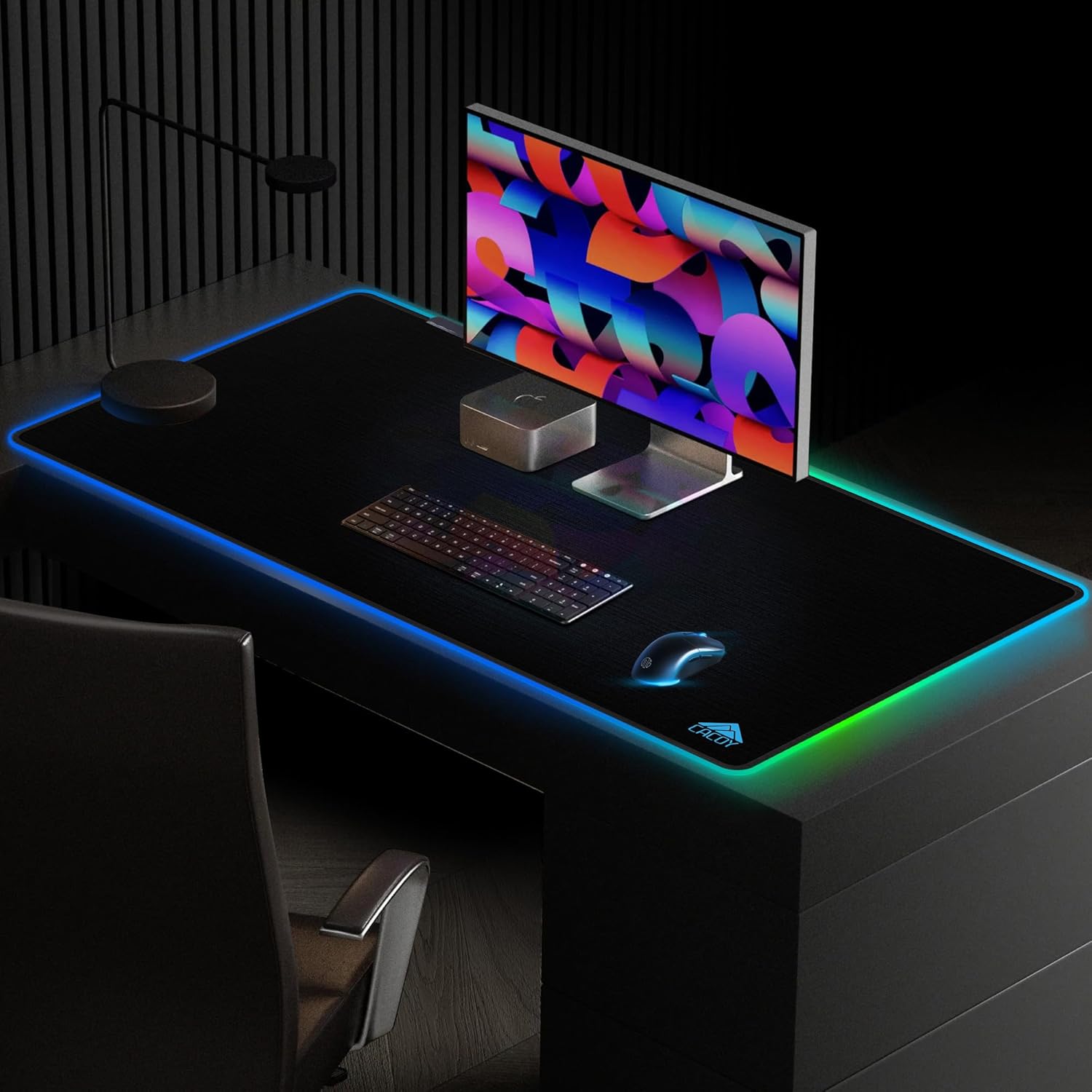 Cacoy RGB Mouse Pad Gaming, 43" x 24" Large LED Mouse Pad with 9 Lights Modes, XXL Desk Mat for Keyboard and Mouse, Extended Non-Slip Desk Pad PC Gaming Keyboard Mousepad Accessories, Black - Image 6