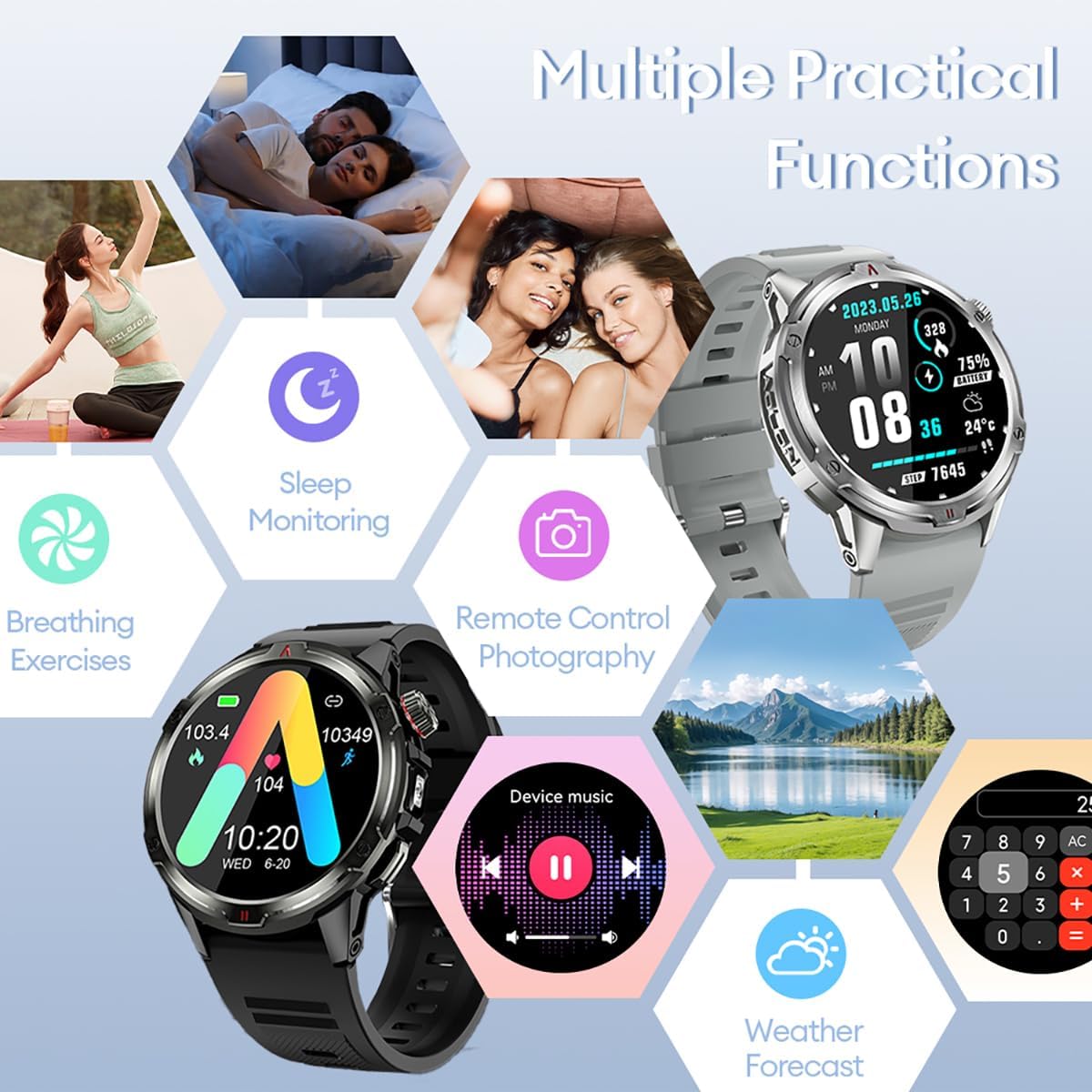 Tetra R4 1.43" HD AMOLED Sports Smart Watch for Men, Activity Tracker 100+ Sports Modes, IP68 Waterproof, Heart Rate, Blood Oxygen Monitor Smartwatch for Android iOS (Black) - Image 10
