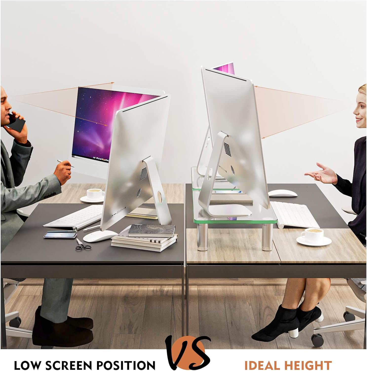 2 Pack Computer Monitor Riser with Height Adjustable Multi Media Desktop Stand for Flat Screen LCD LED TV, Laptop/Notebook/Xbox One - Image 5
