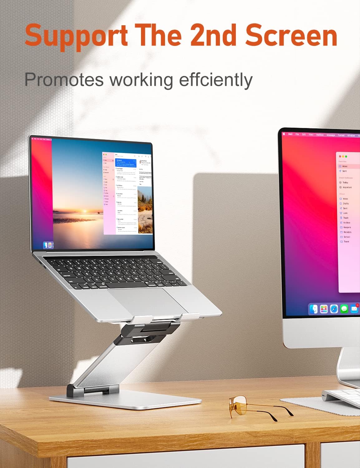 Ergonomic Laptop Stand for Desk, Sit to Stand Laptop Riser, Adjustable Height up to 21", Standing Computer Stand, Promote Healthy Posture Compatible with MacBook Air Pro, All Laptops 10-17"-Silver - Image 7