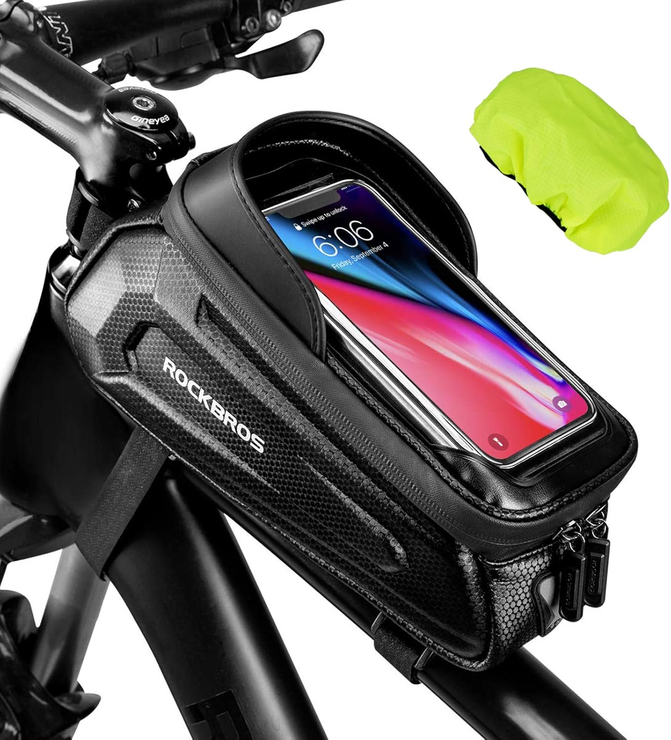 ROCKBROS Bike Bag Phone Mount Bag Bicycle Accessories Pouch, EVA Waterproof Bike Phone Holder Top Tube Front Frame Bag Handlebar Bags Compatible Phones Under 6.8” - Image 2