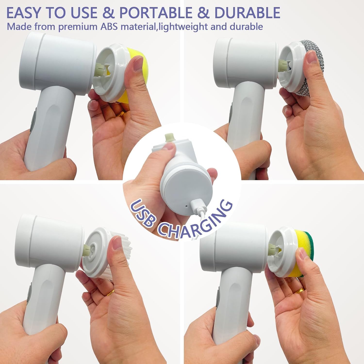 Electric Spin Scrubber - Shower Scrubber,Bathroom Scrubber Electric,for Cleaning Tub, Floor, Tile, Window, Sink, Kitchen Cleaning with 6 Electric Cleaning Brush Head (6) - Image 5