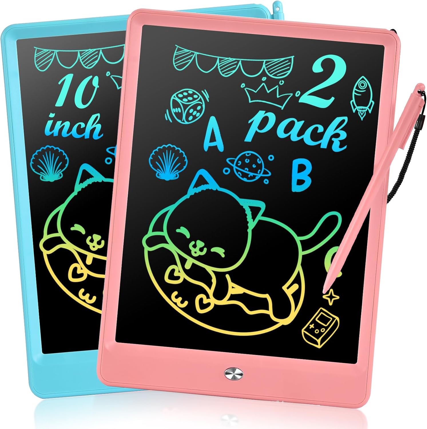 RaceGT 10 Inch LCD Writing Tablet for Kids 2 Pack,Gifts Toys Drawing Board for 3 4 5 6 Years Girls and Boys Doodle Board Scribble Educational Travel Essentials for Camping Road Trip - Image 2