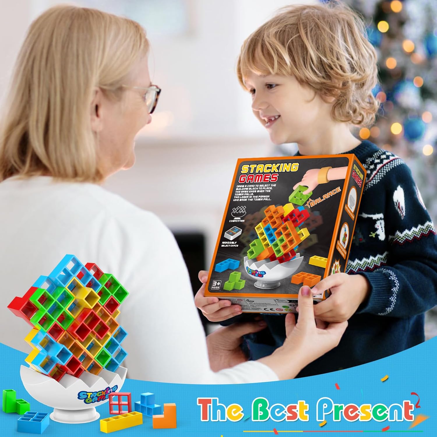 70Pcs Tetra Board Game for Adult & Kids 4-8 8-12, Team Building Blocks Stack Attack Game, Stacking Balance Toy for Family Friend Easter Basket Stuffers - Image 8