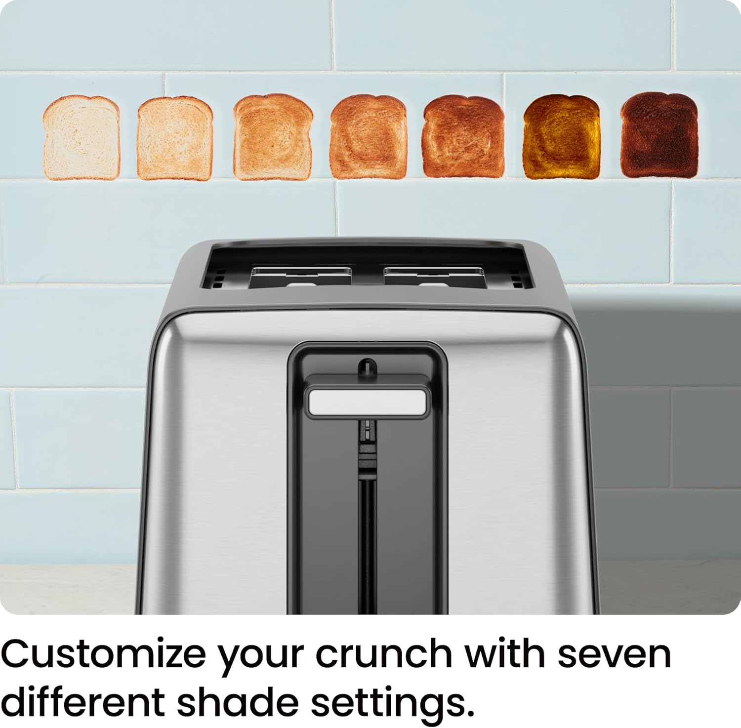 Chefman 2 Slice Toaster, 7 Shade Settings, Removable Crumb Tray, Thick Bread and Bagel Toaster with Defrost and Cancel Buttons – Black - Image 4