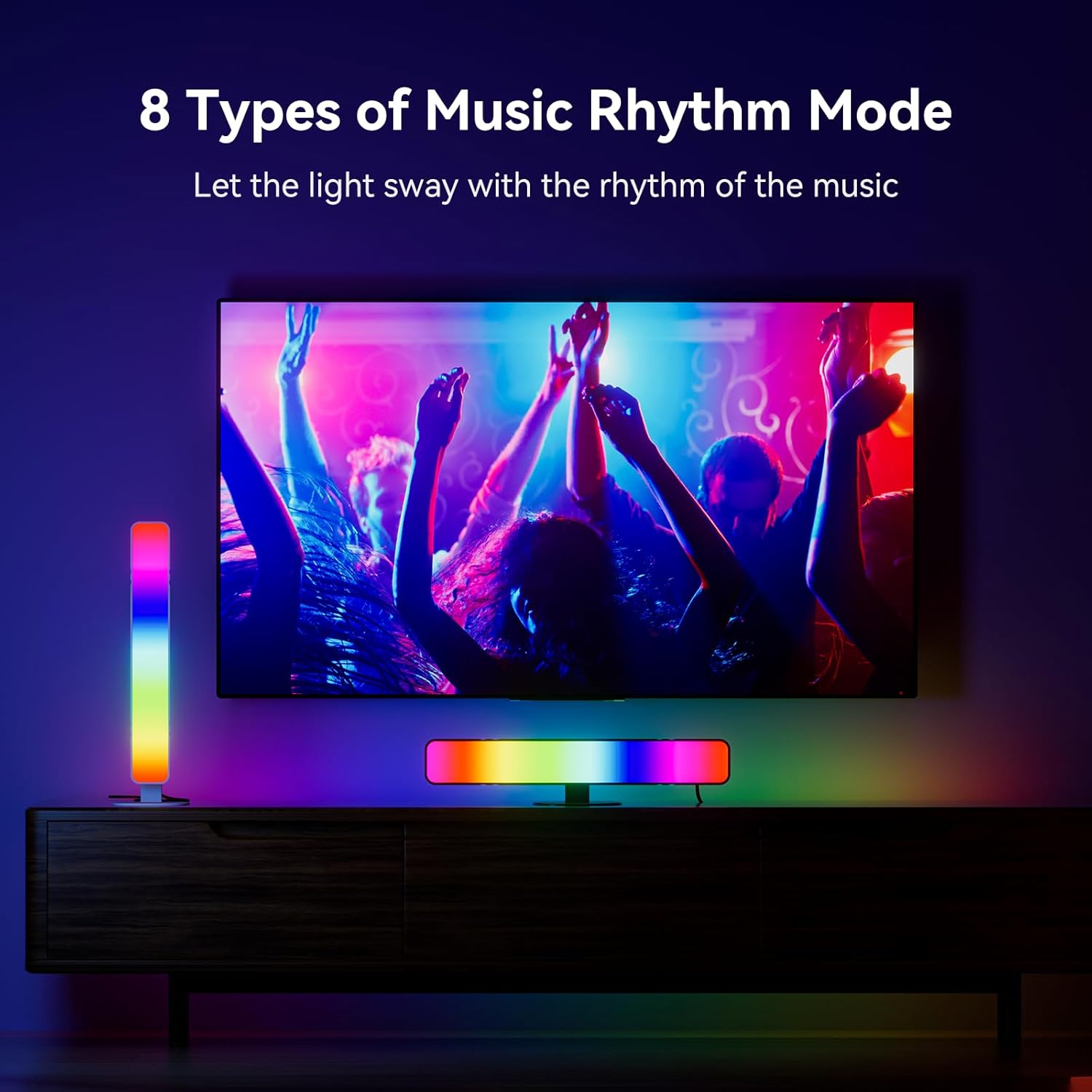 LED Light Bar, Music Sync RGB Light Bar, USB Ambient Lamp, Color Changing Gaming TV Backlight with Remote Control, 15 Dynamic Modes for Room Gaming Decoration - Image 5
