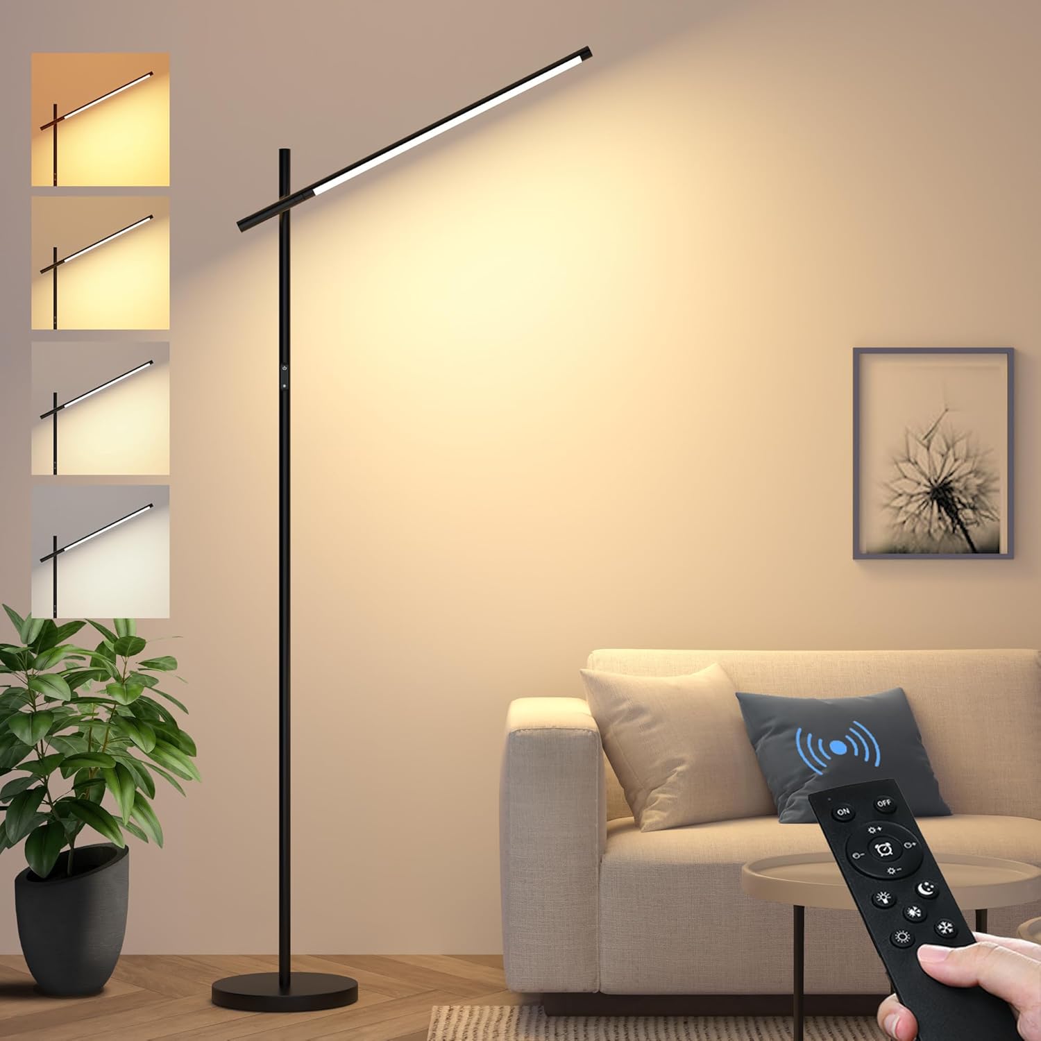 LED Corner Floor Lamp, 360°Rotating Head, Super Bright 1800LM Dimmable Minimalist Floor Lamps with Remote Control,3000K-6000K Modern Corner Light,67" Tall Standing Lamp for Living Room,Bedroom,Office - Image 2