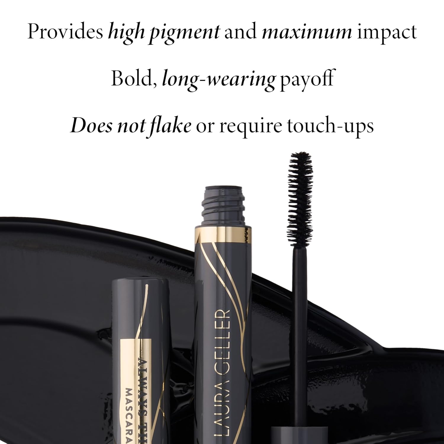 LAURA GELLER NEW YORK LAURA GELLER Always There Waterproof Lengthening Mascara in Black | - Lengthening, Defining, Curling, Buildable Formula Eye Makeup- Innovative Lengthening Brush- 1 count - Image 3