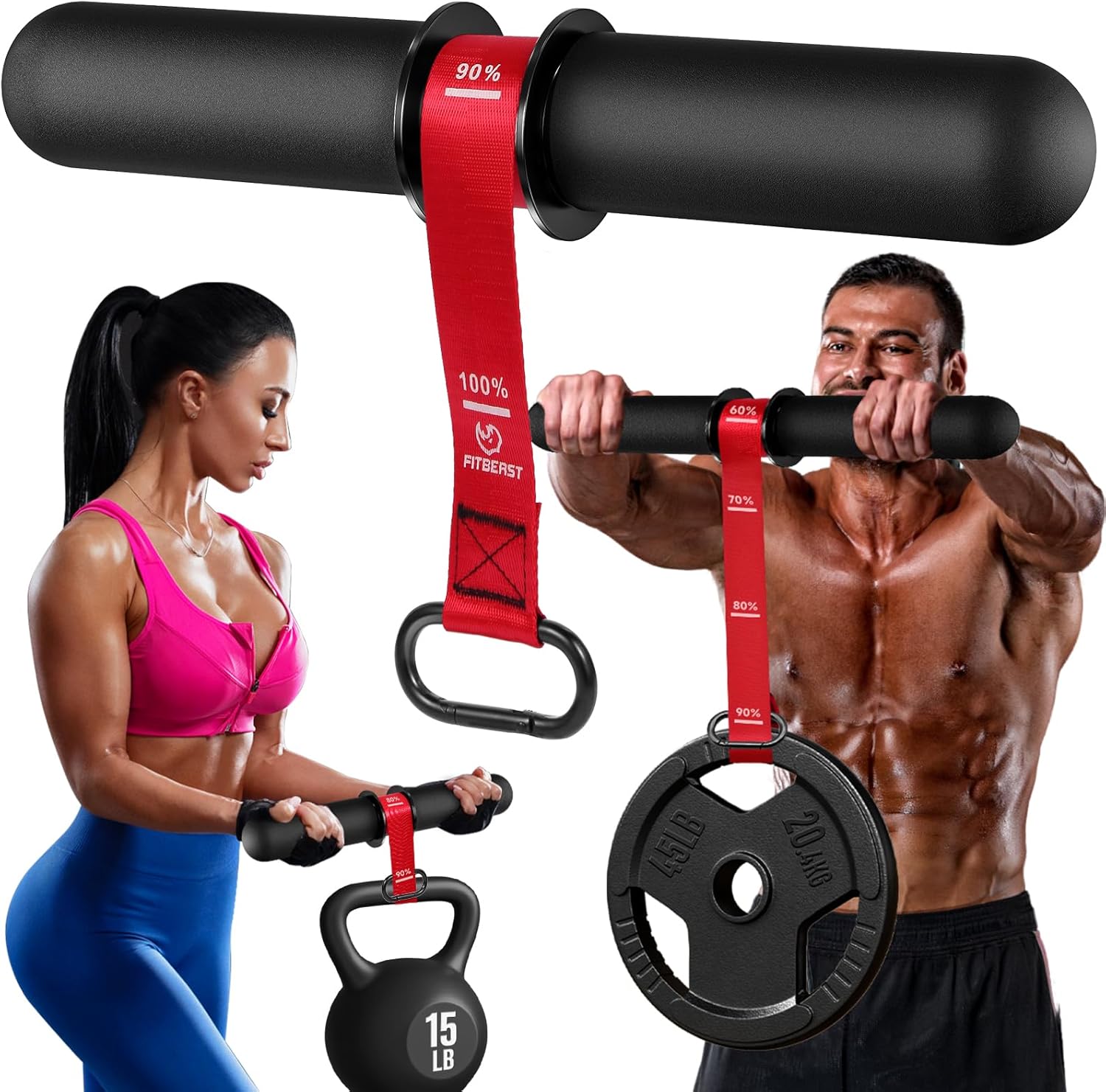 FitBeast Forearm Strengthener & Forearm Exerciser, Wrist Roller with Thicker Handle, Forearm Strength Trainer with Adjustable Strap - Ideal for Grip Strength, Muscle Building, Rehabilitation - Image 2