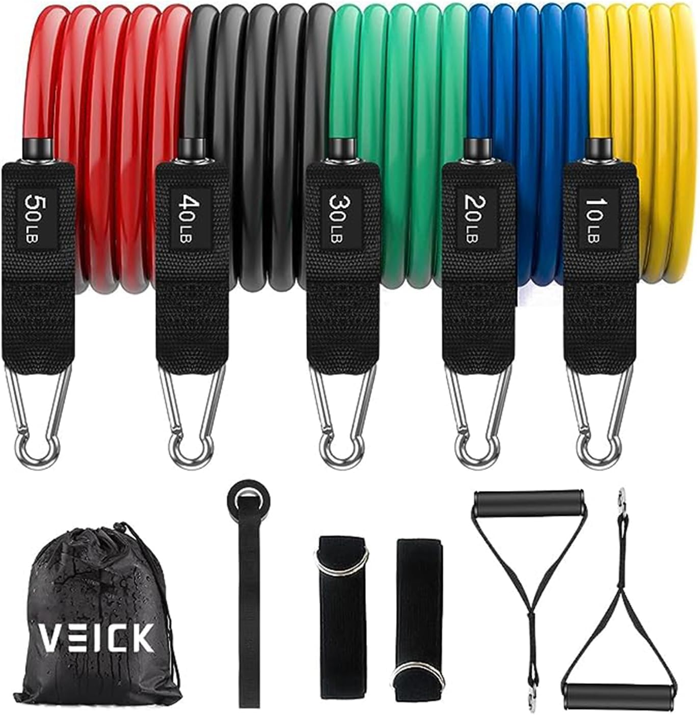 VEICK Resistance Bands, Exercise Bands, Workout Bands, Resistance Bands for Working Out with Handles for Men and Women, Exercising Bands for Fitness Weights Work Out at Home - Image 2