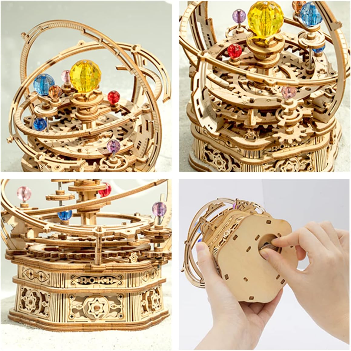 ROKR 3D Puzzles for Adults Orrery Music Box Wooden Model Building Set, DIY Wood Craft Kit Solar System Kit STEM Toys Gifts for Teens Boys/Girls Hobbies for Man/Woman - Image 3