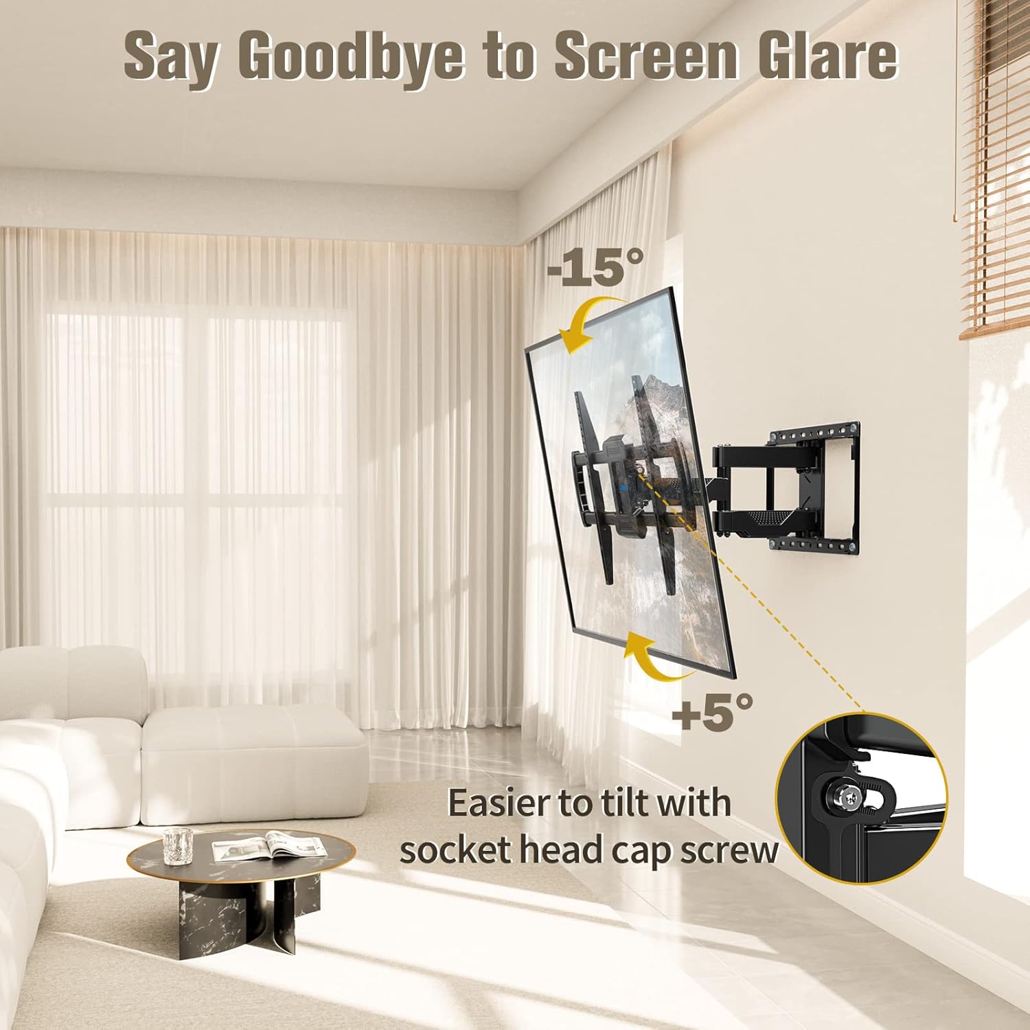 Mounting Dream TV Wall Mount, UL Listed Full Motion Mount Bracket for 42-84 Inch Flat Screen TVs, Swivel Articulating Dual Arms, Max VESA 600x400mm, 100 LBS Loading, Fits 16 Inches Wood Studs, MD2296 - Image 5