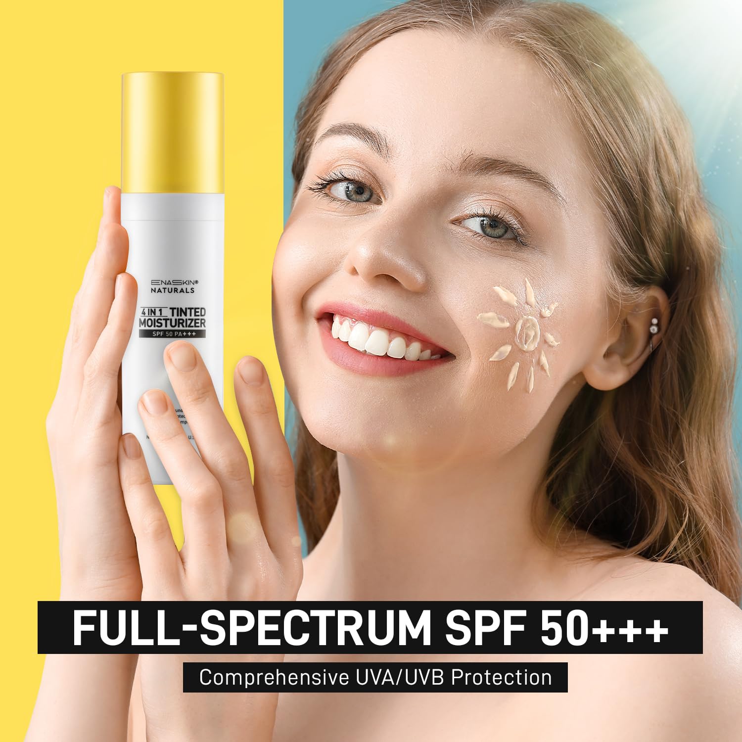 Tinted Moisturizer with SPF 50:Enaskin Naturals Face Tinted Sunscreen with Light Sheer Coverage, UVA/UVB Protection with Broad Spectrum PA+++ - 1.7 oz - Image 5