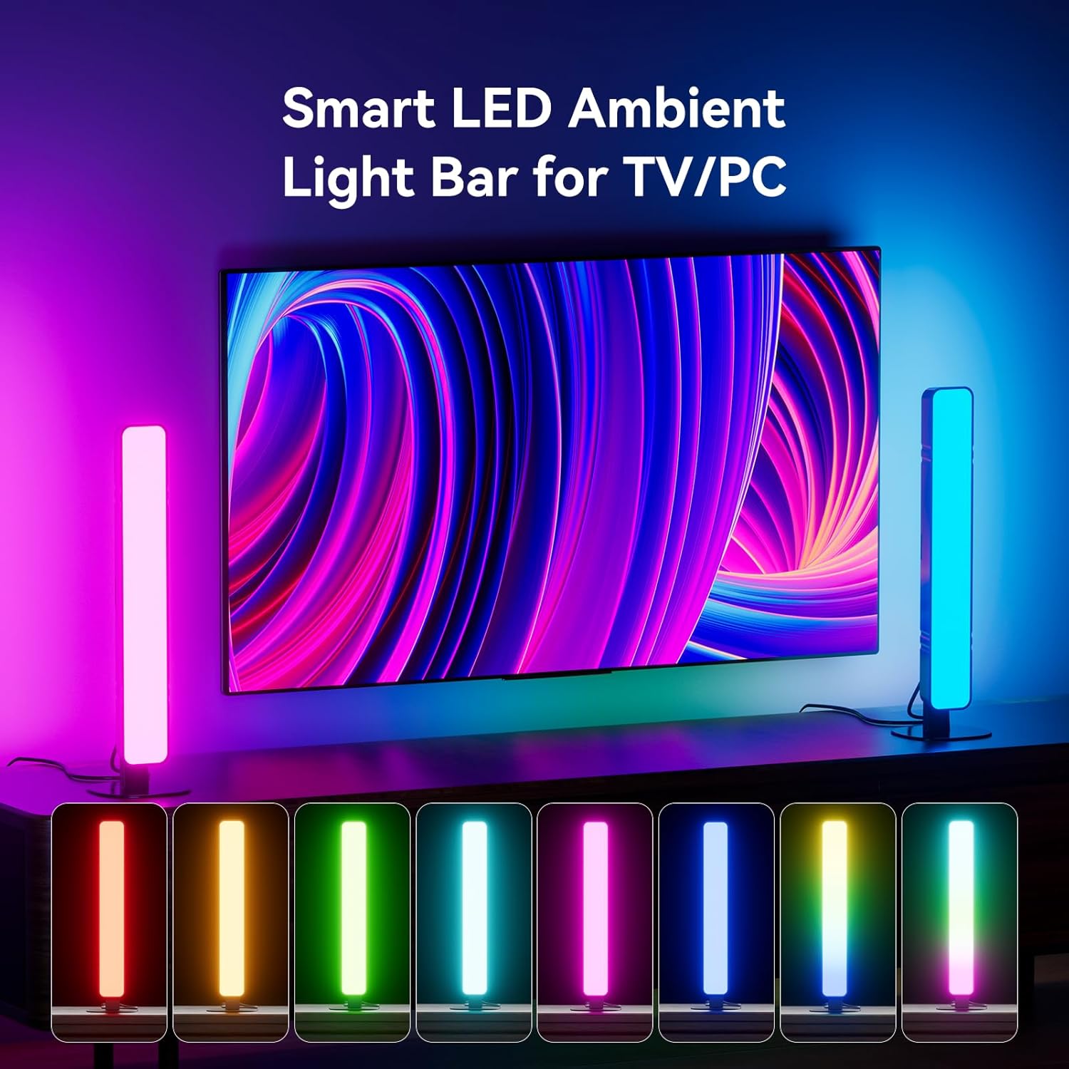 LED Light Bar, Music Sync RGB Light Bar, USB Ambient Lamp, Color Changing Gaming TV Backlight with Remote Control, 15 Dynamic Modes for Room Gaming Decoration - Image 6