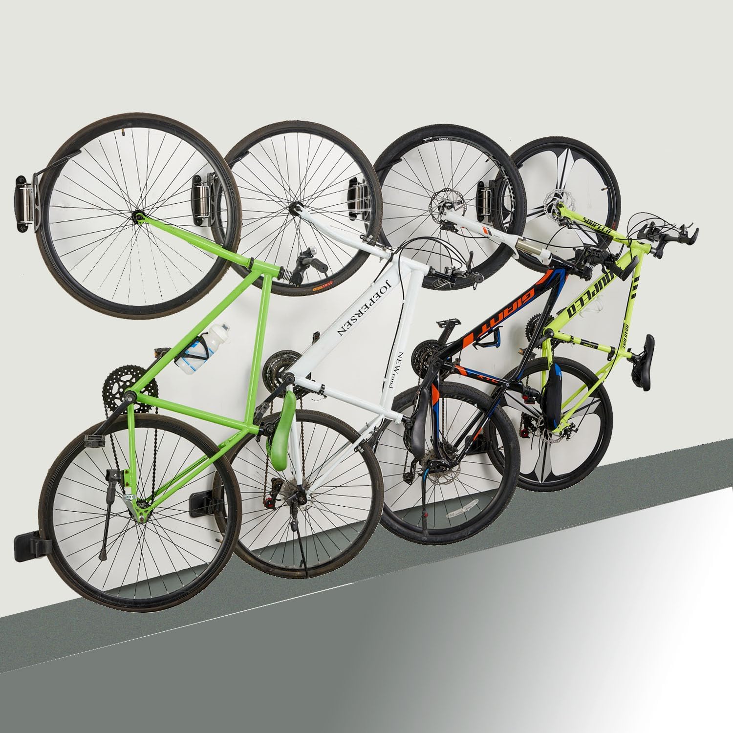 Wallmaster Swivel Double Bearing Design Bike Rack, Wall Mount Bicycles 4-Pack Storage System Vertical Bike Hook for Indoor/Outdoor - Image 2
