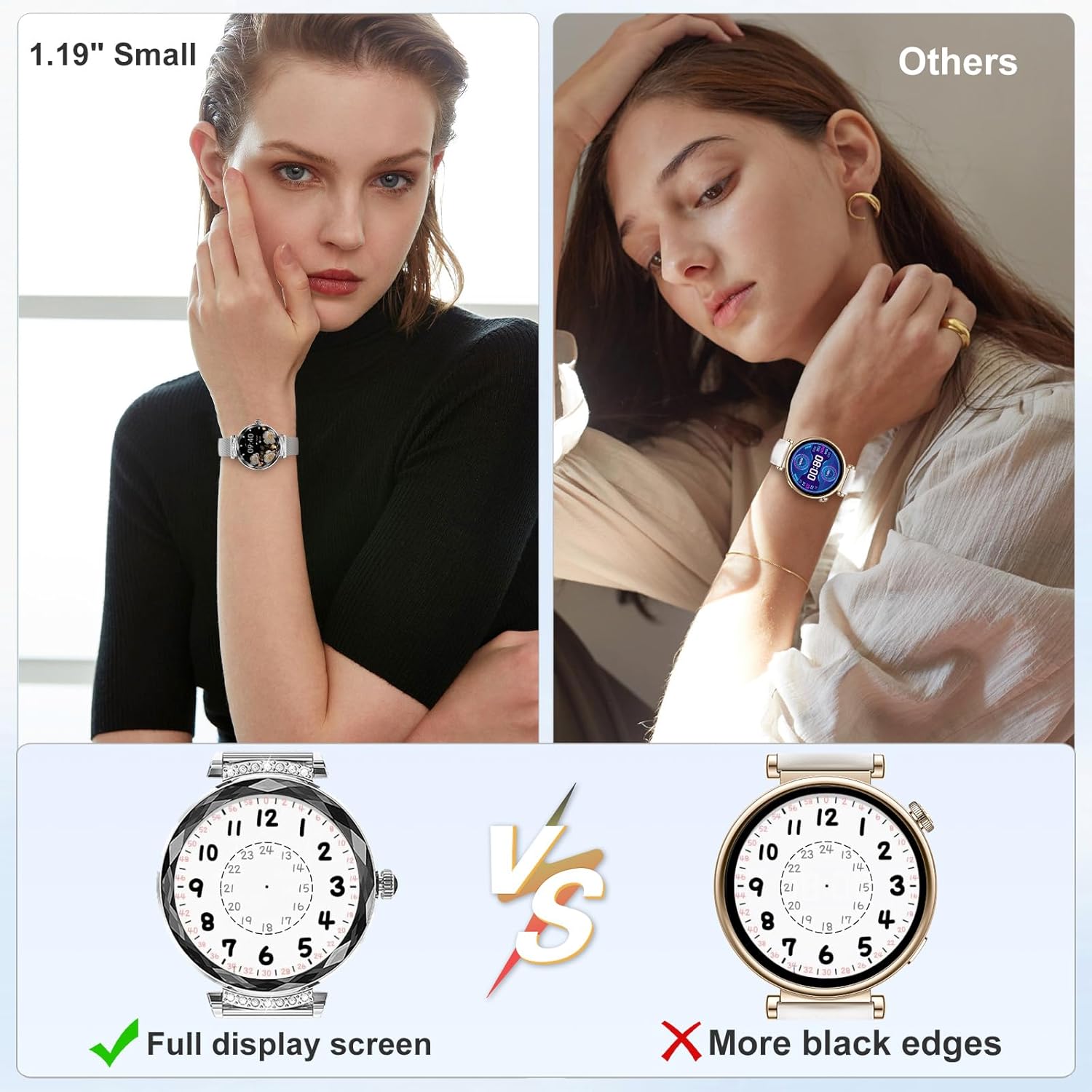 Smart Watches for Women Answer/Make Call, 1.19" AMOLED Smartwatch with Bluetooth for Android iOS Phones, IP68 Waterproof Fitness Tracker with Heat Rate Blood Pressure, 120+ Sports, Silver - Image 7