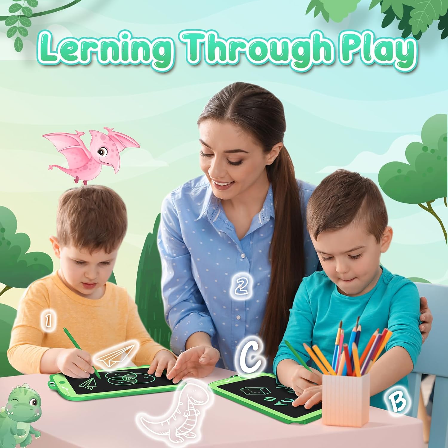 Easter Gifts for Kids LCD Writing Tablet for Kids Toys 8.5" Toddler Toys Learning Drawing Board Dinosaur Toys for 3 4 5 6 7 Year Old Boys Girls Birthday Gifts Idea Light Doodle Pad - Image 8