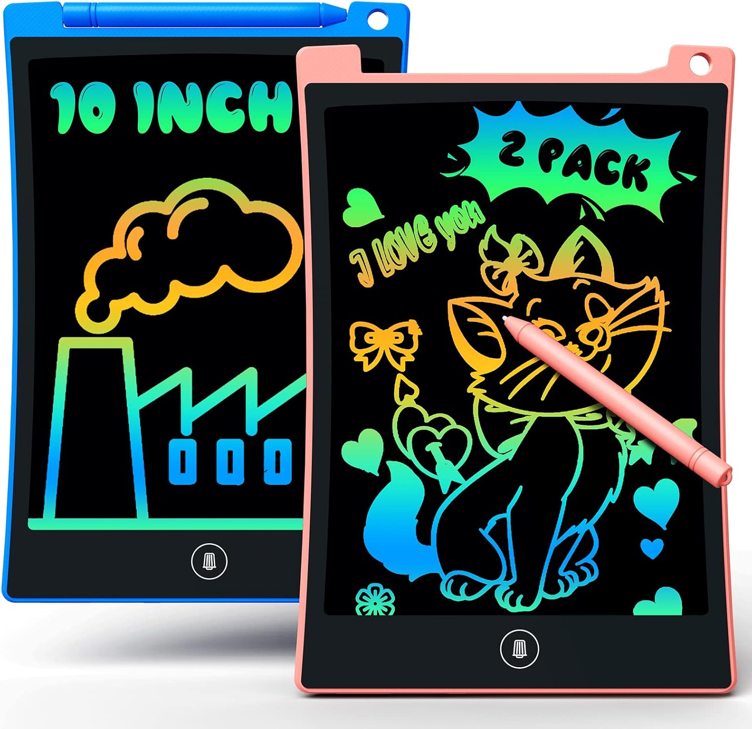 bravokids 2 Pack LCD Writing Tablet for Kids,10 inch Colorful Doodle Board Drawing Pad for Kids, Kids Travel Toy Activity Game, Birthday Gifts for 3 4 5 6 Year Old Boys and Girls Toddlers - Image 2