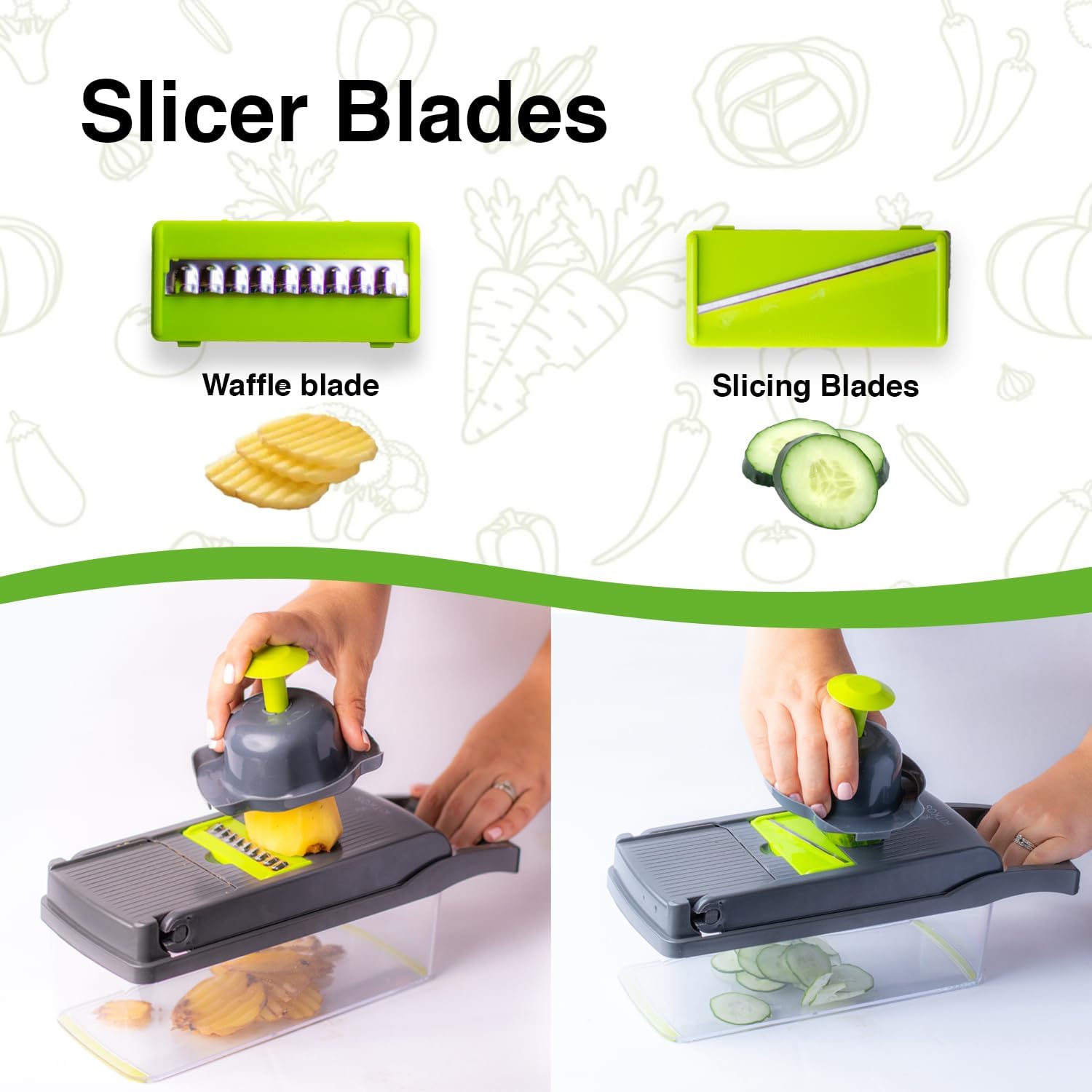 Vegetable Chopper, Pro Onion, Multifunctional 14 in 1 Food Chopper, Kitchen Vegetable Cutter Slicer Dicer,Veggie Chopper With 8 Blades, Potatoes, Carrot and Garlic Chopper With Container - Image 4