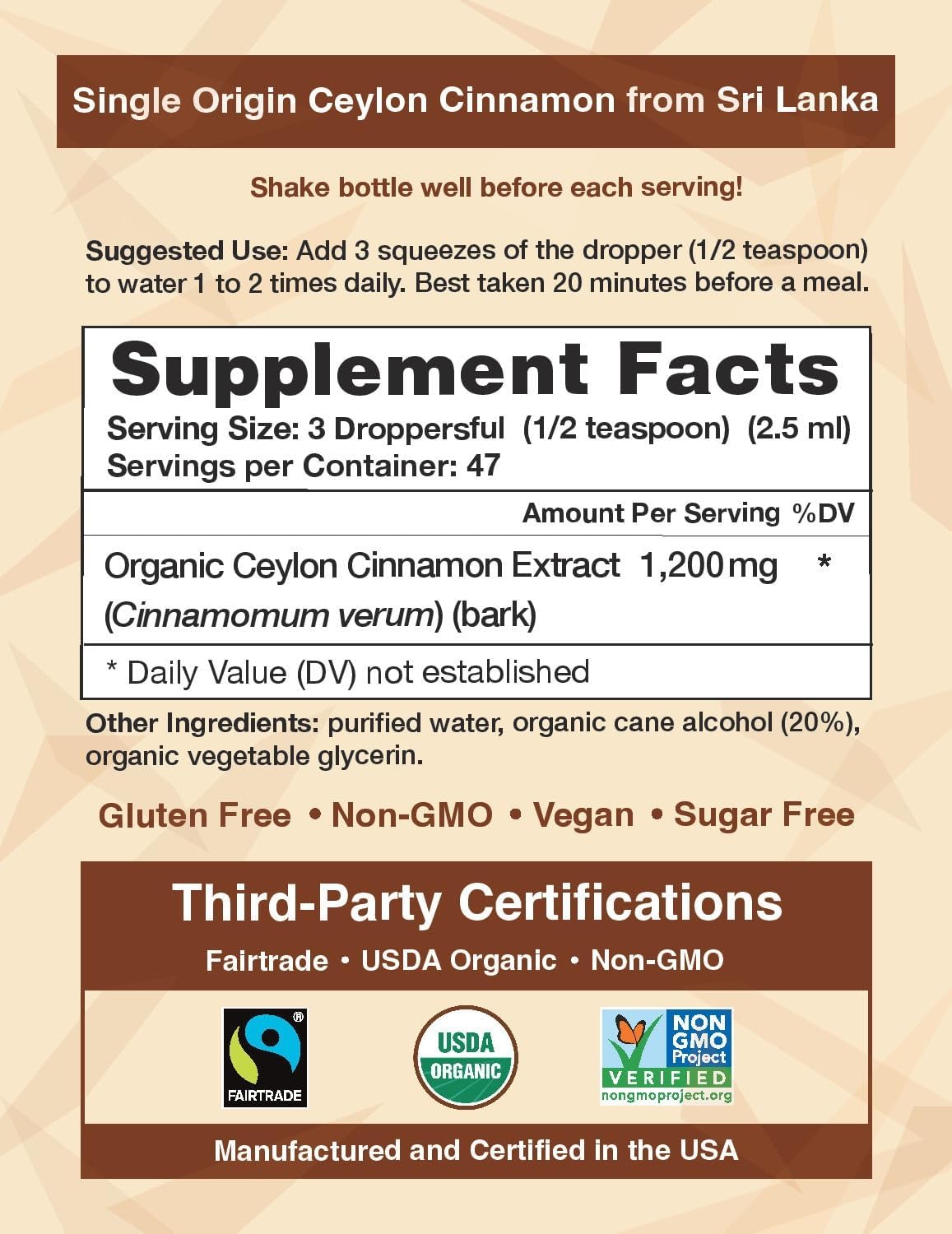 CinnaGold™ Organic Ceylon Cinnamon (100% Certified) Supplement, High-Potency Liquid Extract, 4 oz. – Super Antioxidant - Image 4