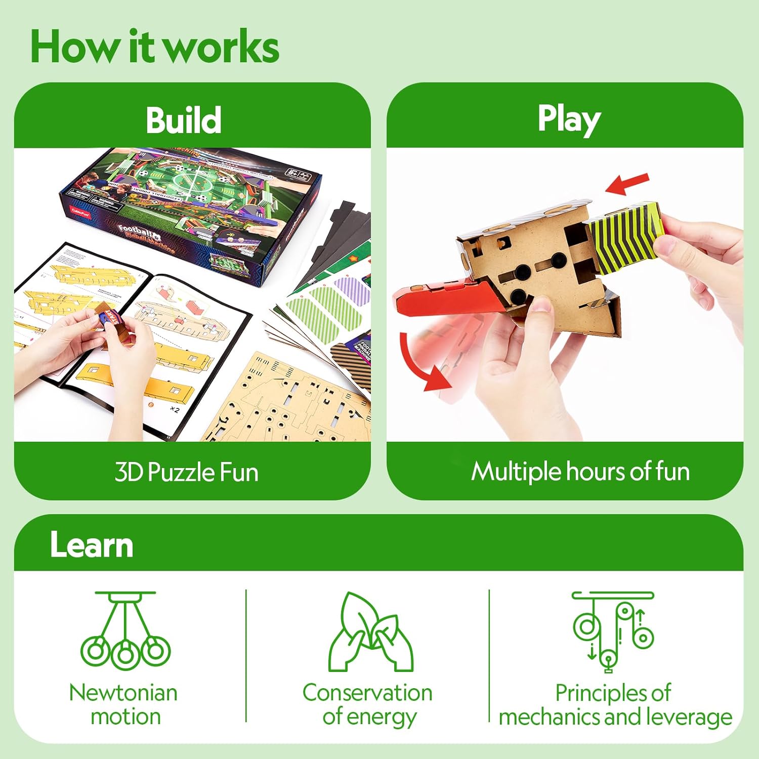 CubicFun DIY Pinball Machine Toy for Kids Ages 8-14, STEM Toys Screen-Free Soccer Game Educational 3D Puzzle, Christmas for Kids Ages 8-13, Develops Problem-Solving & Hand On Skills - Image 5