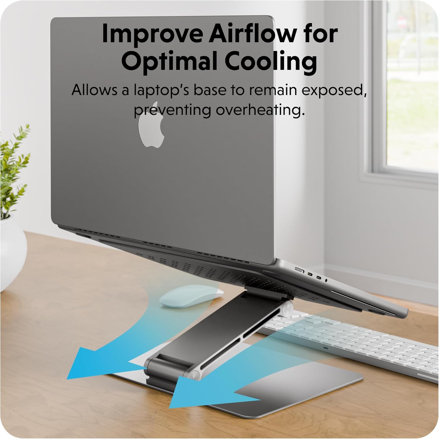 Hyperspace Adjustable Laptop Stand — Sleek, Foldable, Portable Aluminum Laptop Stand for 16” Devices — Height Adjustable to 22”, Optimal Cooling, Non-Slip Grips - Image 7